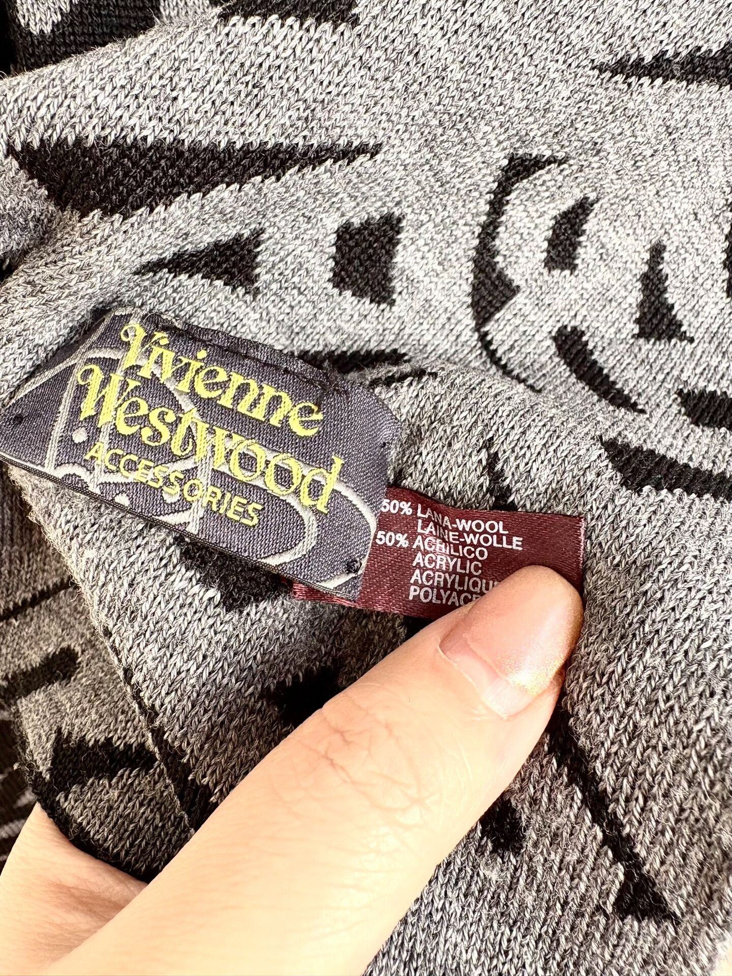 Vivienne Westwood Vivienne Westwood Black Gray Saturn Scarf Size ONE SIZE - 6 Thumbnail