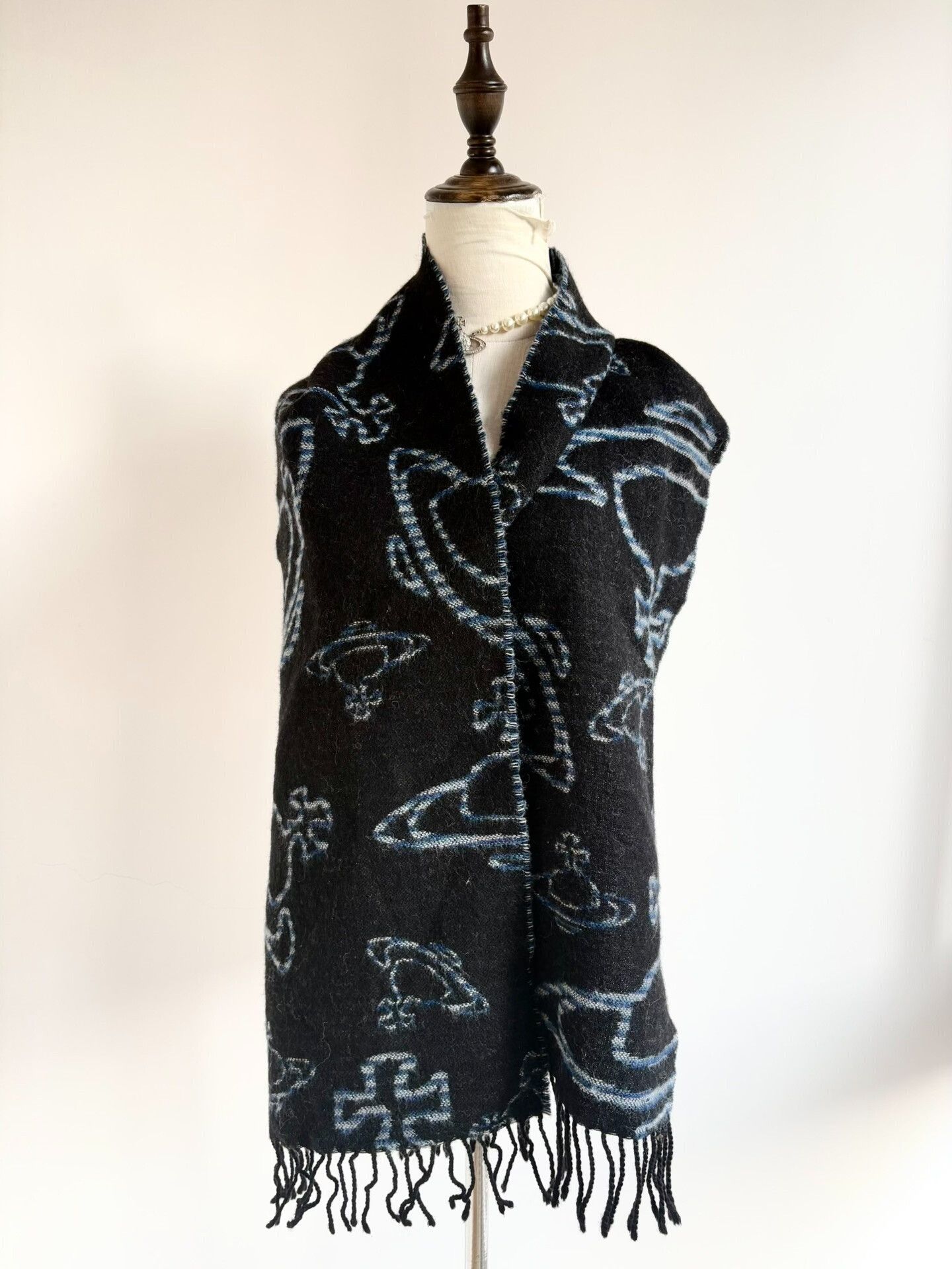 Vivienne Westwood Vivienne Westwood Black Blue Striped Scarf Size ONE SIZE - 4 Thumbnail