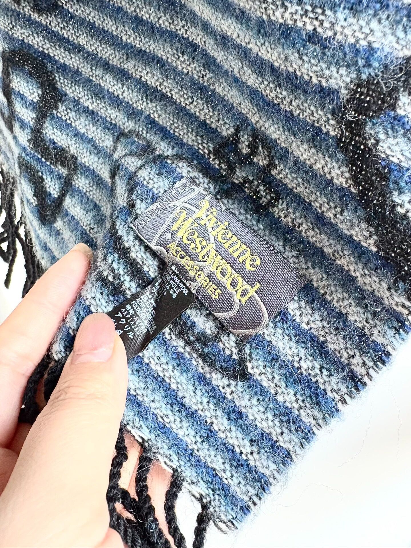 Vivienne Westwood Vivienne Westwood Black Blue Striped Scarf Size ONE SIZE - 2 Thumbnail