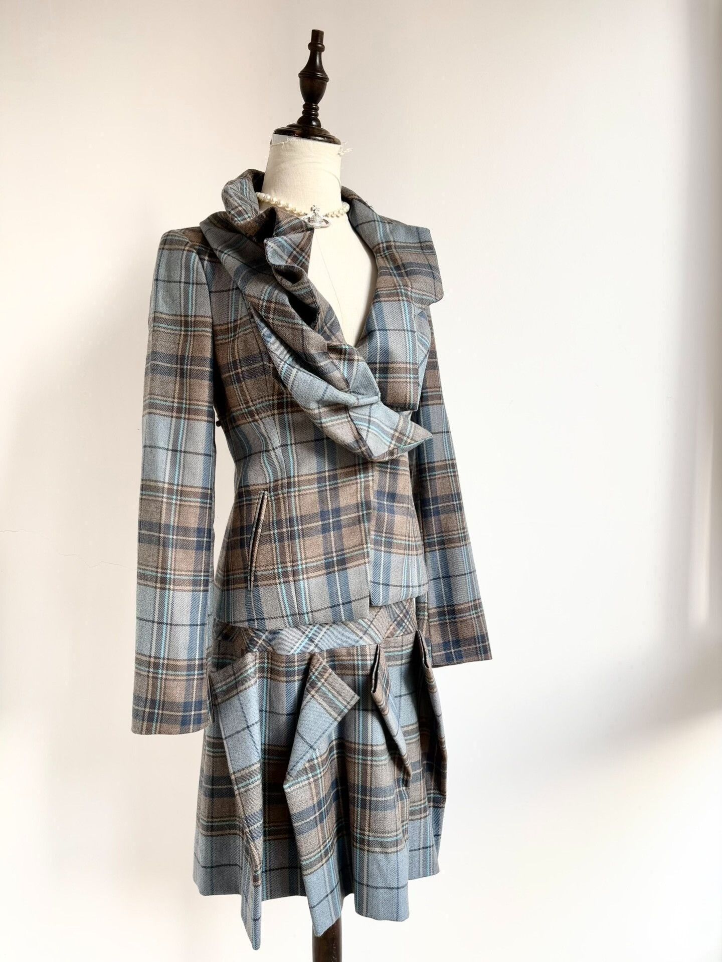 Vivienne Westwood Vivienne Westwood Gray Blue Check Set Size S / US 4 / IT 40 - 2 Thumbnail