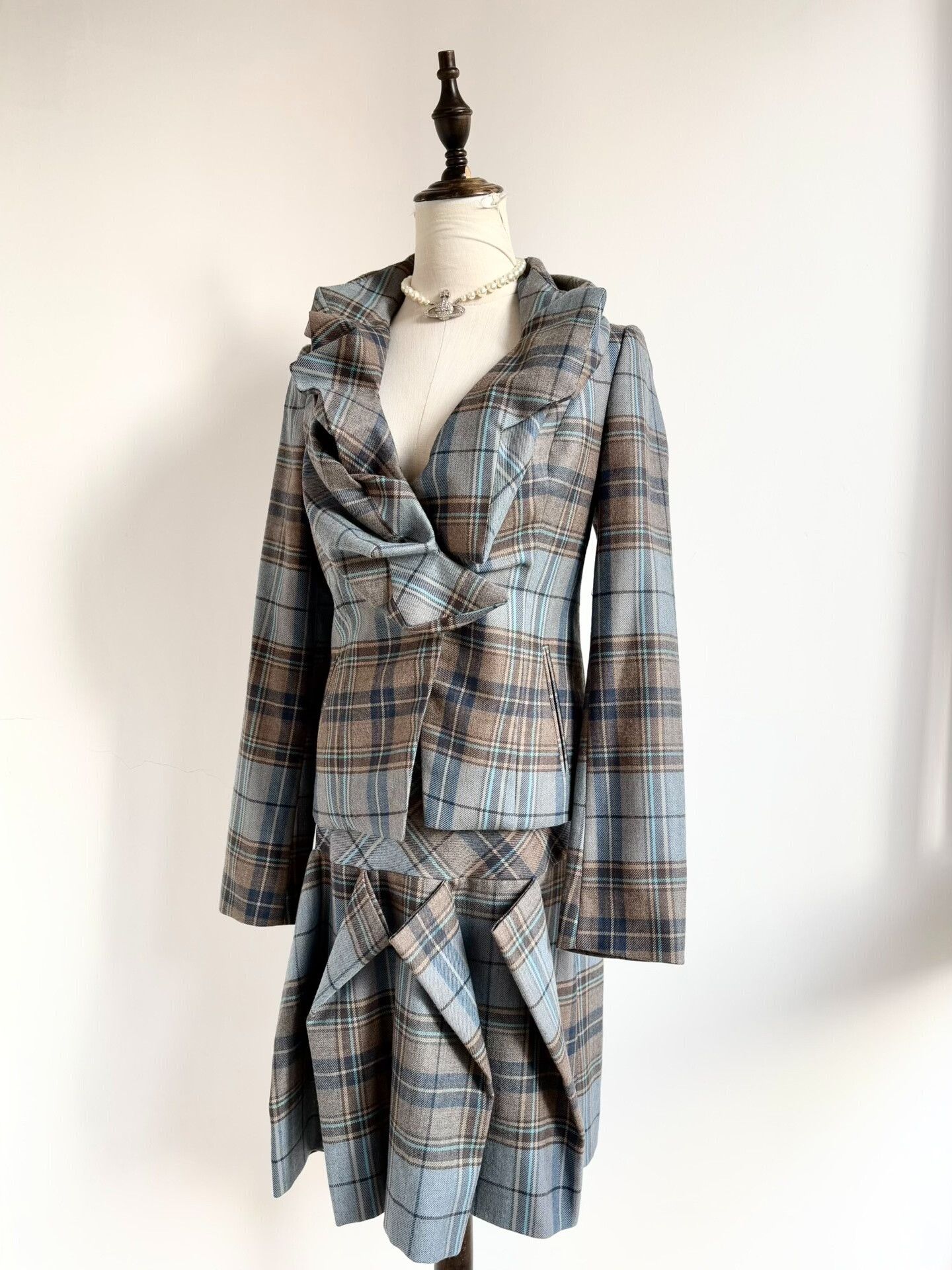 Vivienne Westwood Vivienne Westwood Gray Blue Check Set Size S / US 4 / IT 40 - 3 Thumbnail