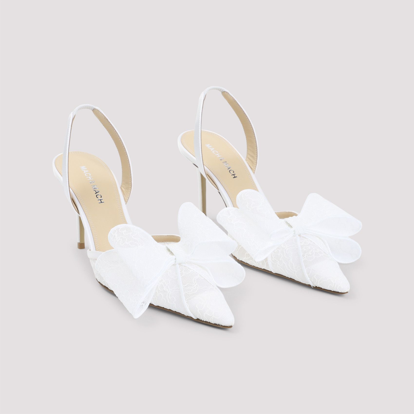 MACH & MACH Mach & Mach Le Cadeau White Lace Slingback Size US 10 / IT 40 - 3 Thumbnail