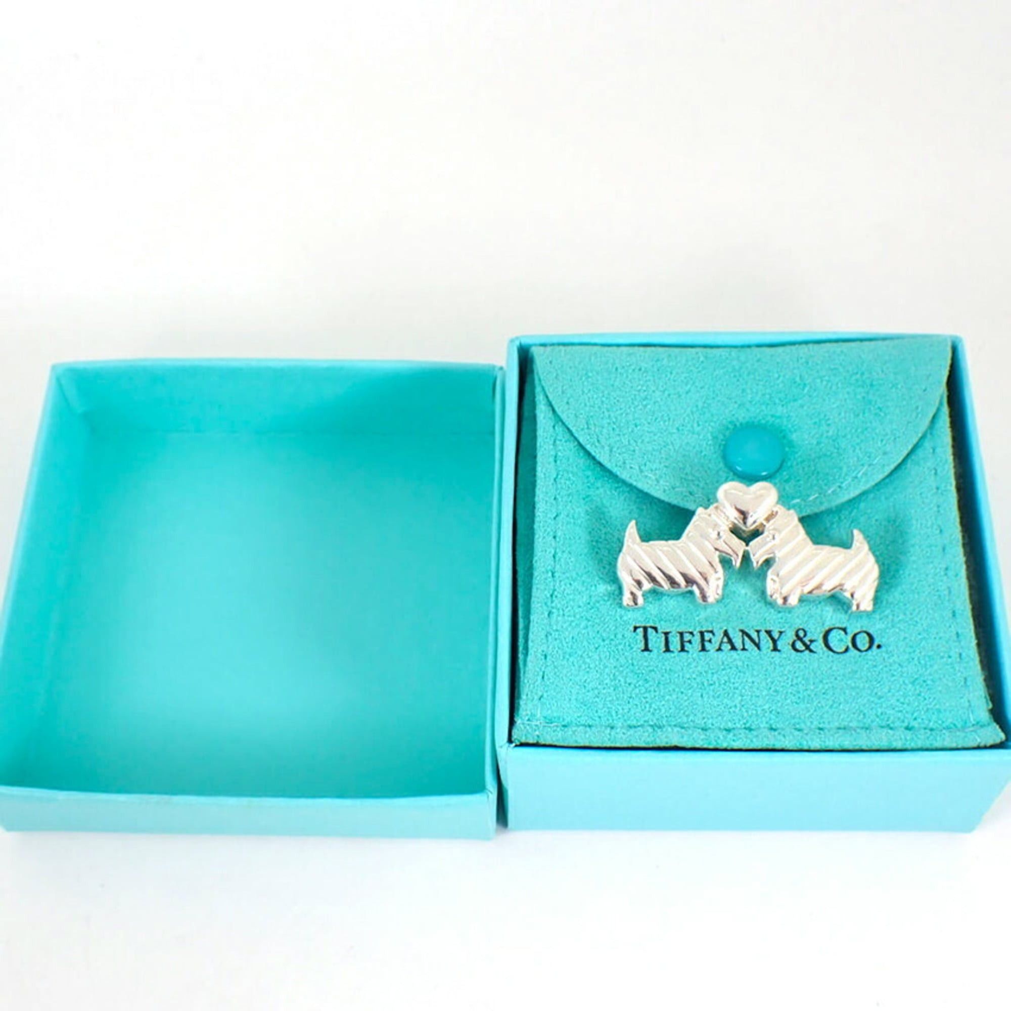 TIFFANY 925 Scottish Terrier & Heart Brooch