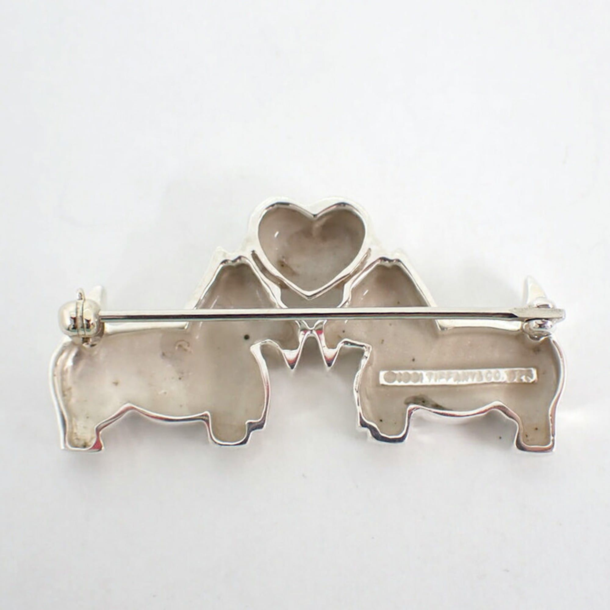 TIFFANY 925 Scottish Terrier & Heart Brooch