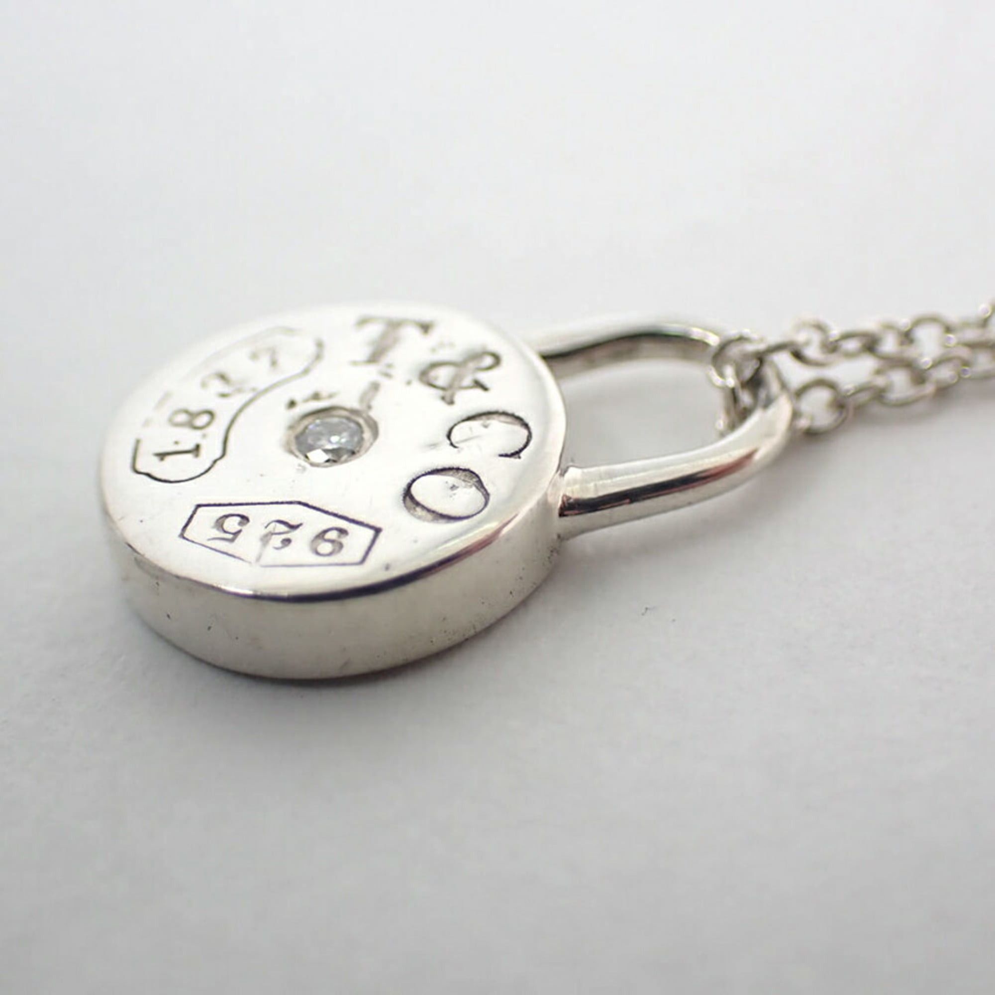 Tiffany & Co. TIFFANY 925 Diamond 1pc 1837 Round Lock Pendant Necklace Size ONE SIZE - 8 Thumbnail