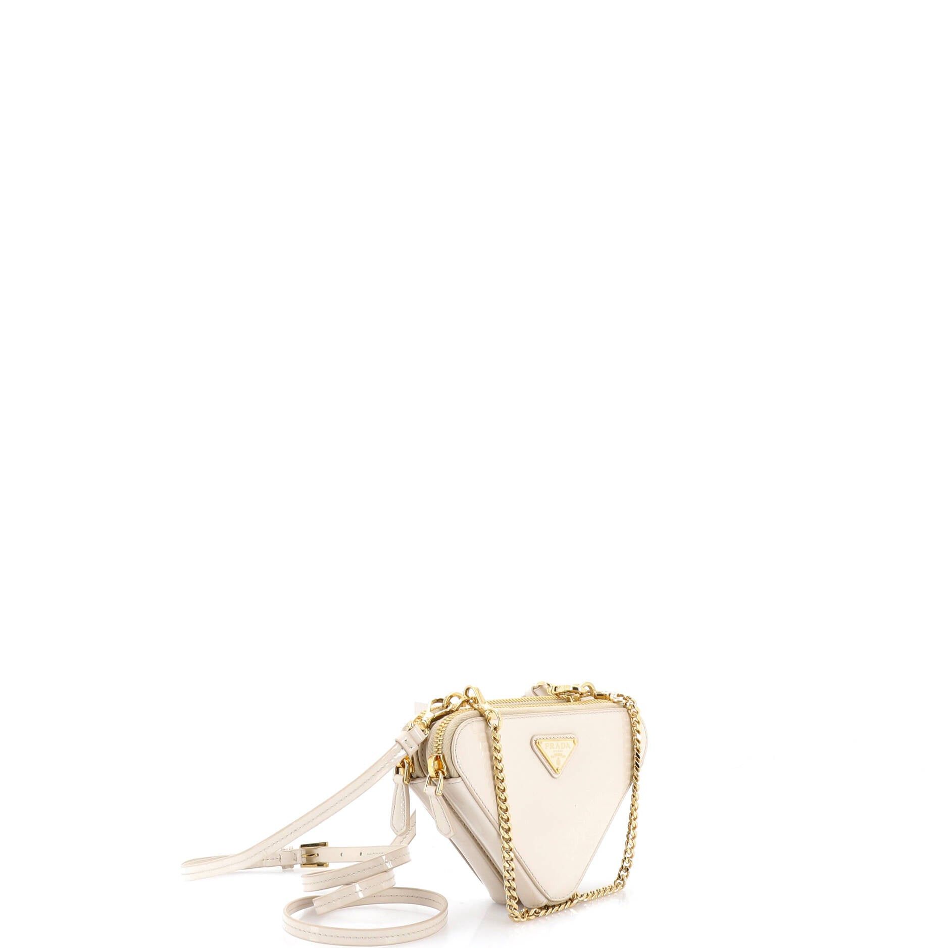 Prada Triangle Double Zip Pouch Bag with Chain Size ONE SIZE - 2 Thumbnail