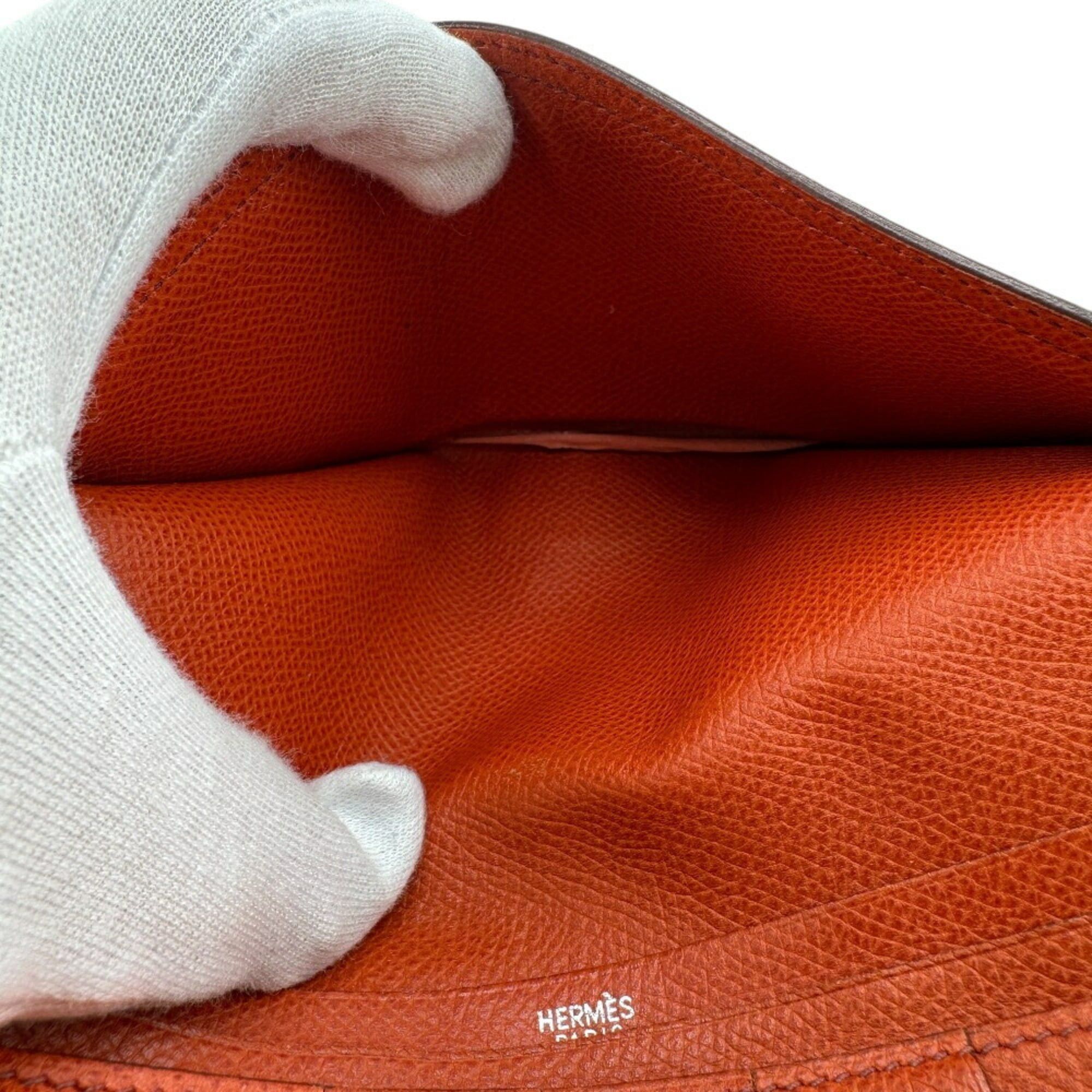 Hermes HERMES Bearn Dupli Long Wallet, Tri-fold, Orange, Women's Size ONE SIZE - 12 Thumbnail