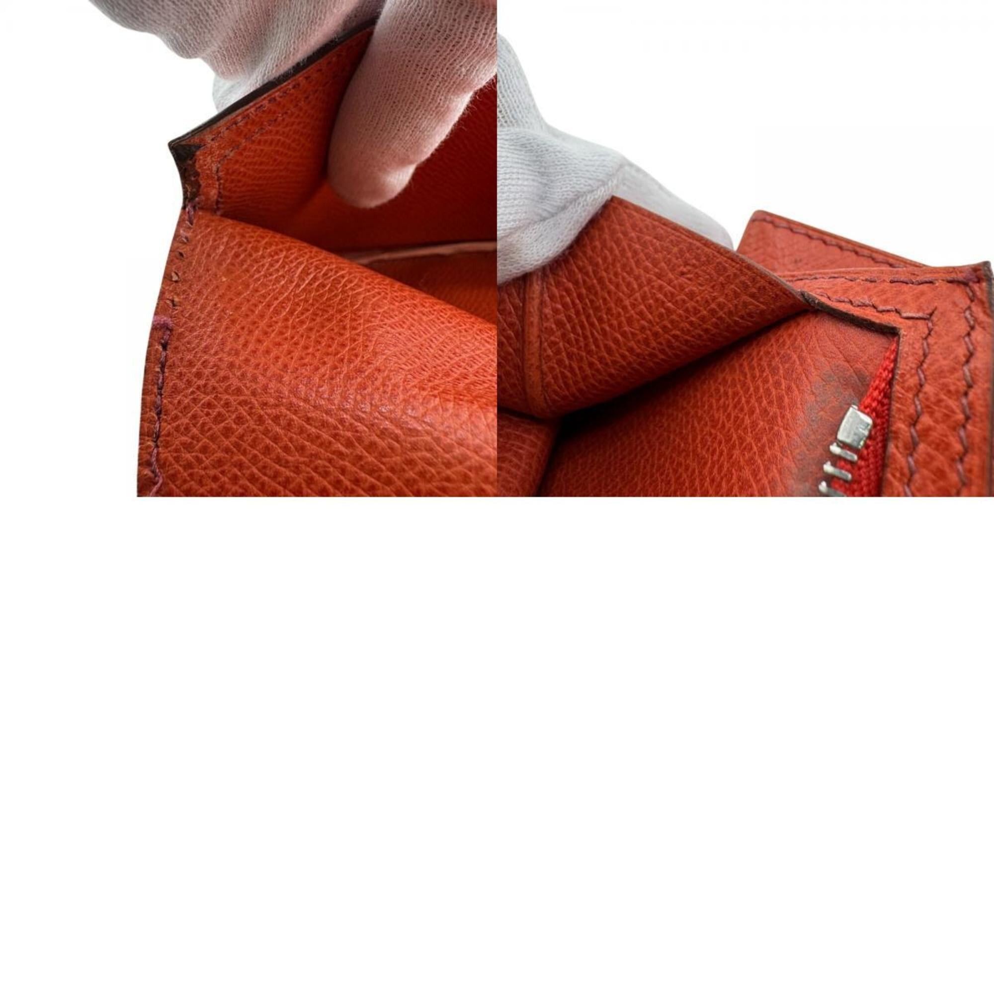 Hermes HERMES Bearn Dupli Long Wallet, Tri-fold, Orange, Women's Size ONE SIZE - 16 Thumbnail