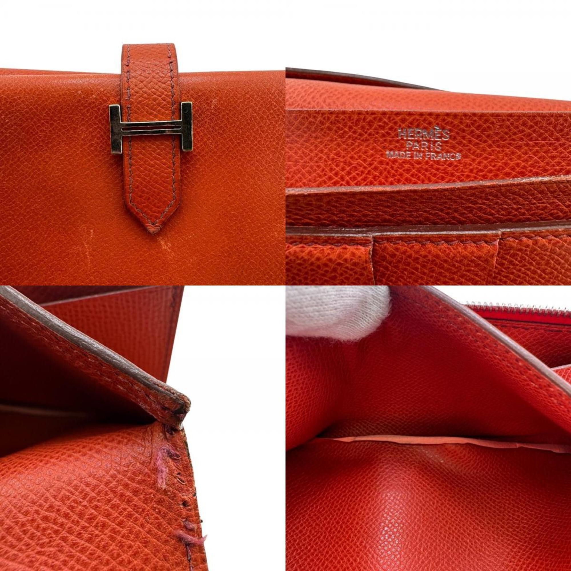 Hermes HERMES Bearn Dupli Long Wallet, Tri-fold, Orange, Women's Size ONE SIZE - 15 Thumbnail