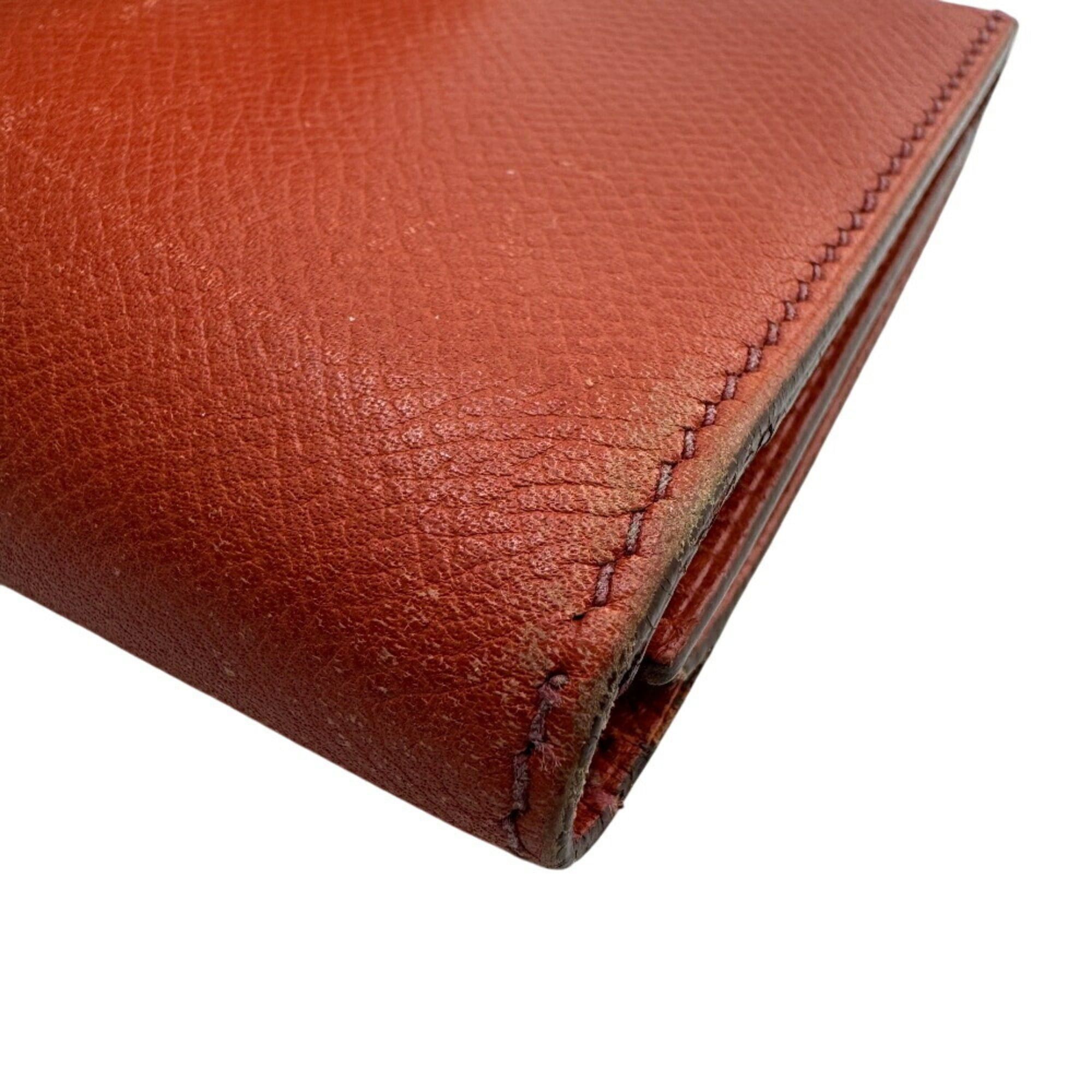 Hermes HERMES Bearn Dupli Long Wallet, Tri-fold, Orange, Women's Size ONE SIZE - 6 Thumbnail