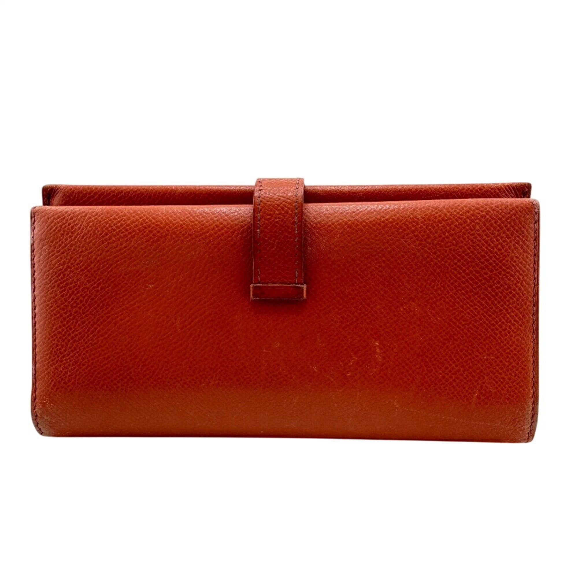 Hermes HERMES Bearn Dupli Long Wallet, Tri-fold, Orange, Women's Size ONE SIZE - 2 Thumbnail