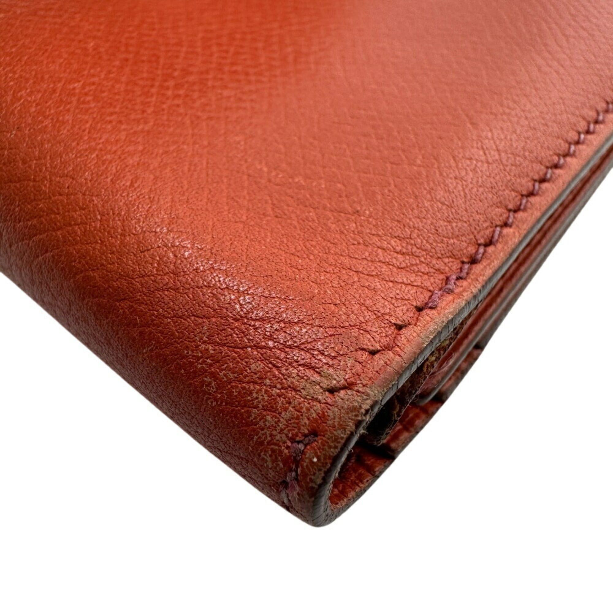 Hermes HERMES Bearn Dupli Long Wallet, Tri-fold, Orange, Women's Size ONE SIZE - 4 Thumbnail