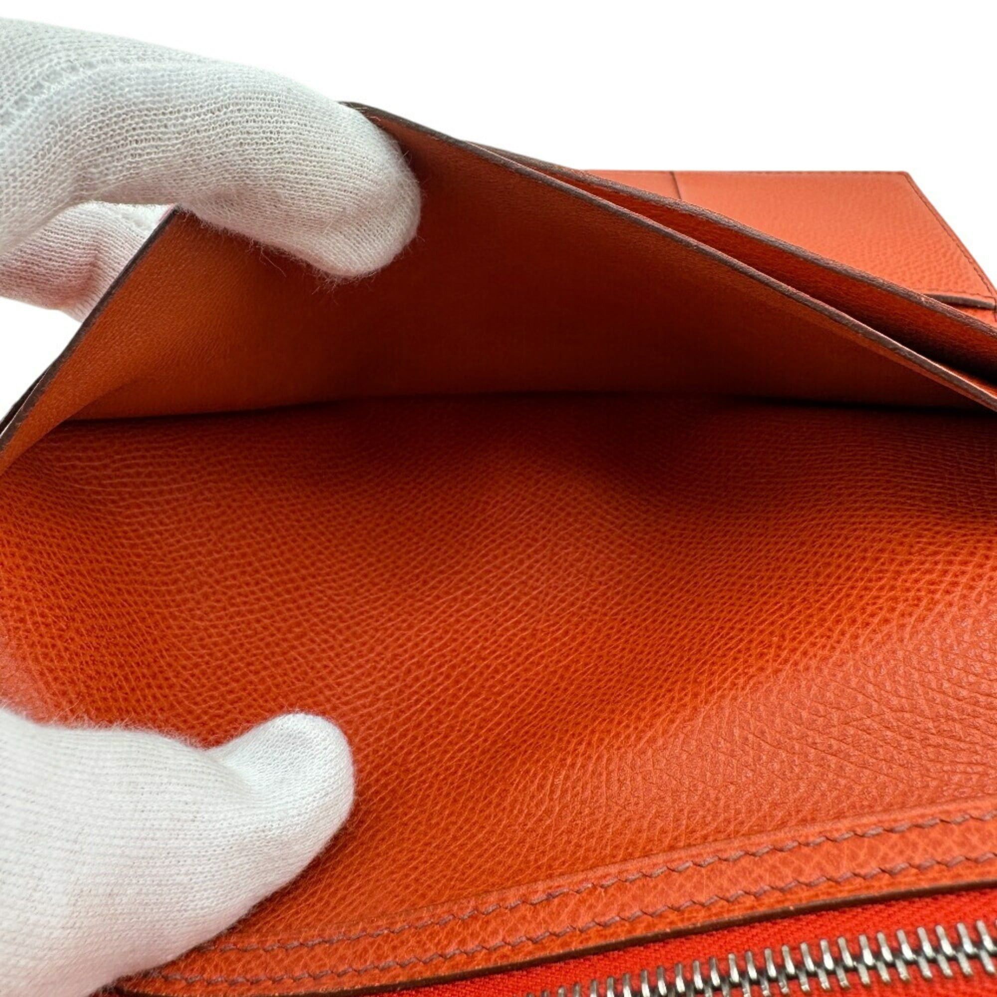 Hermes HERMES Bearn Dupli Long Wallet, Tri-fold, Orange, Women's Size ONE SIZE - 11 Thumbnail