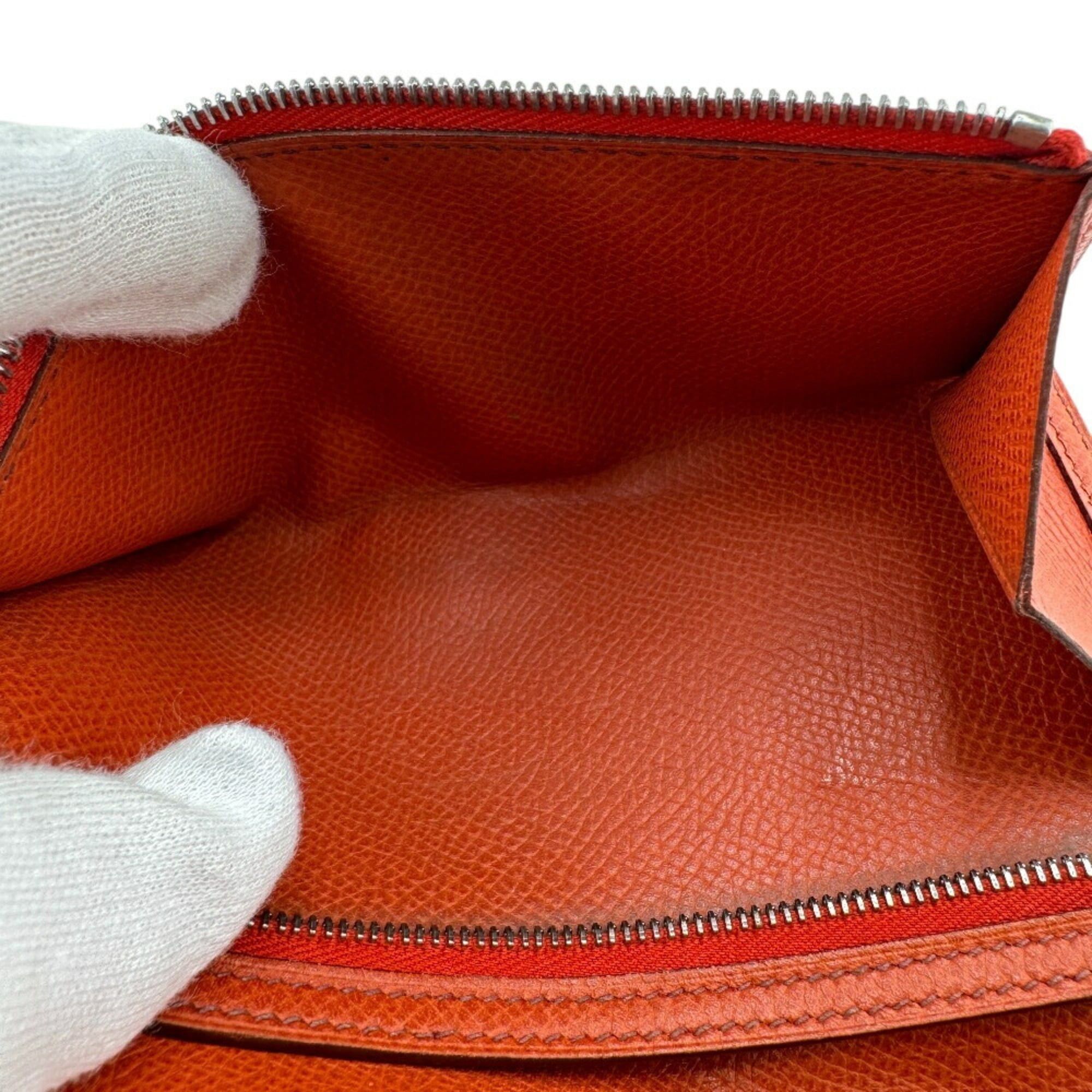 Hermes HERMES Bearn Dupli Long Wallet, Tri-fold, Orange, Women's Size ONE SIZE - 14 Thumbnail