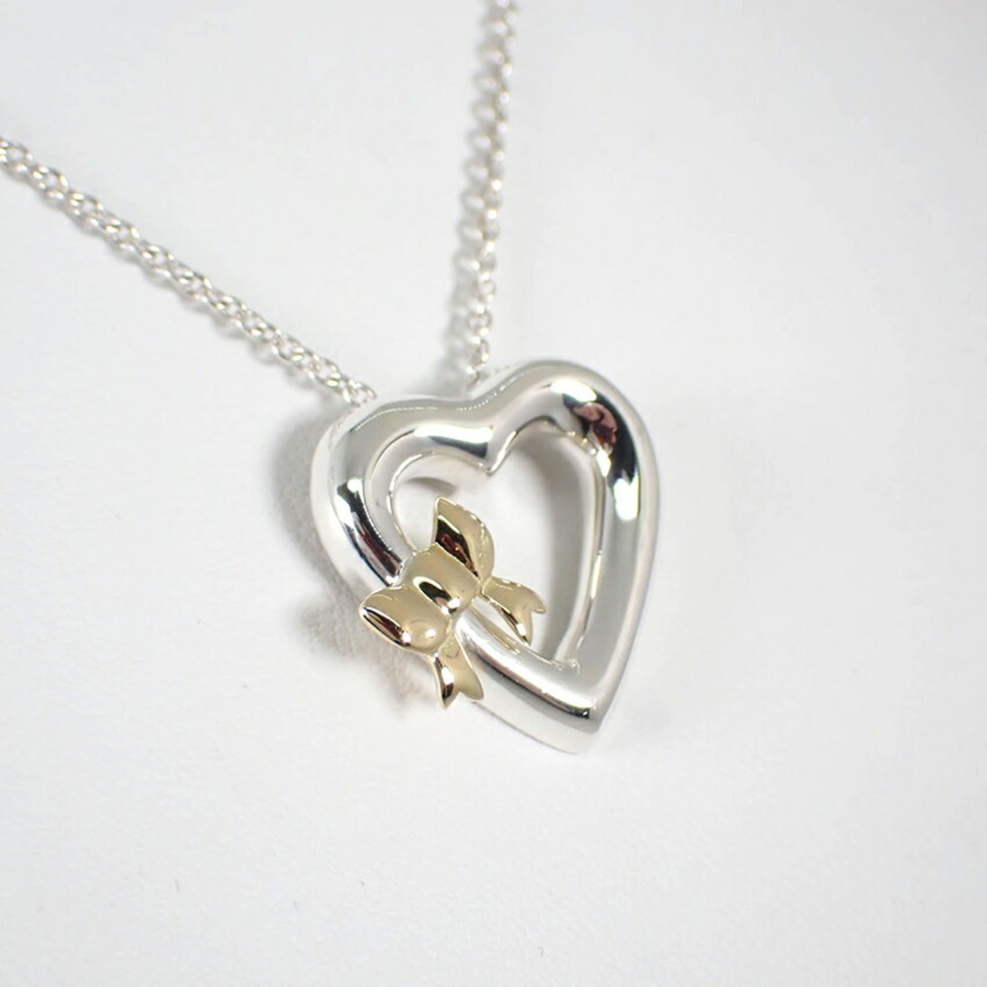 Tiffany & Co. TIFFANY 925 750 Heart Ribbon Pendant Necklace Size ONE SIZE - 4 Thumbnail
