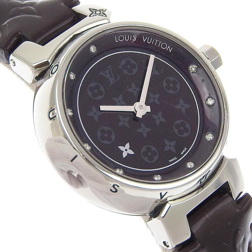 Louis Vuitton Louis Vuitton Louis Vuitton Tambour Monogram Vernis Stainless Steel Watch Metal Quartz Q12M3 DUTY FREE for USA Size ONE SIZE - 3 Thumbnail