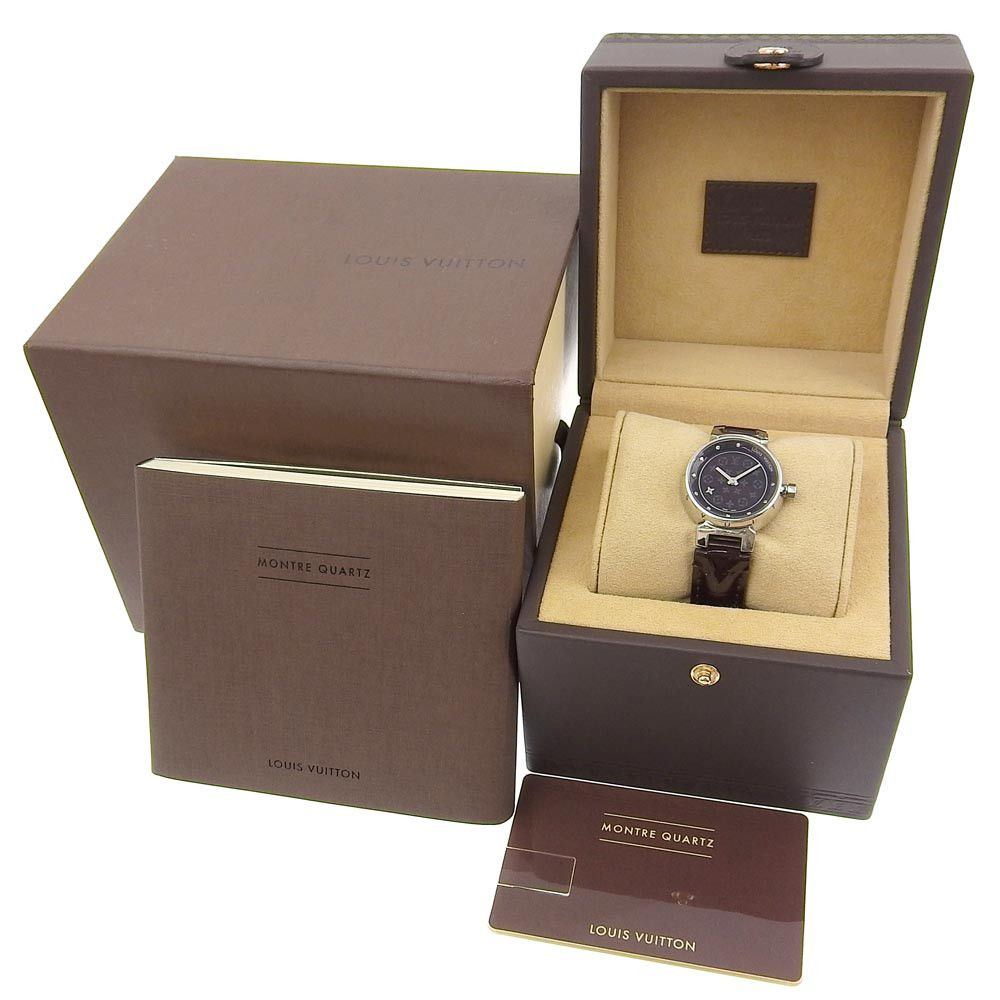 Louis Vuitton Louis Vuitton Louis Vuitton Tambour Monogram Vernis Stainless Steel Watch Metal Quartz Q12M3 DUTY FREE for USA Size ONE SIZE - 8 Thumbnail