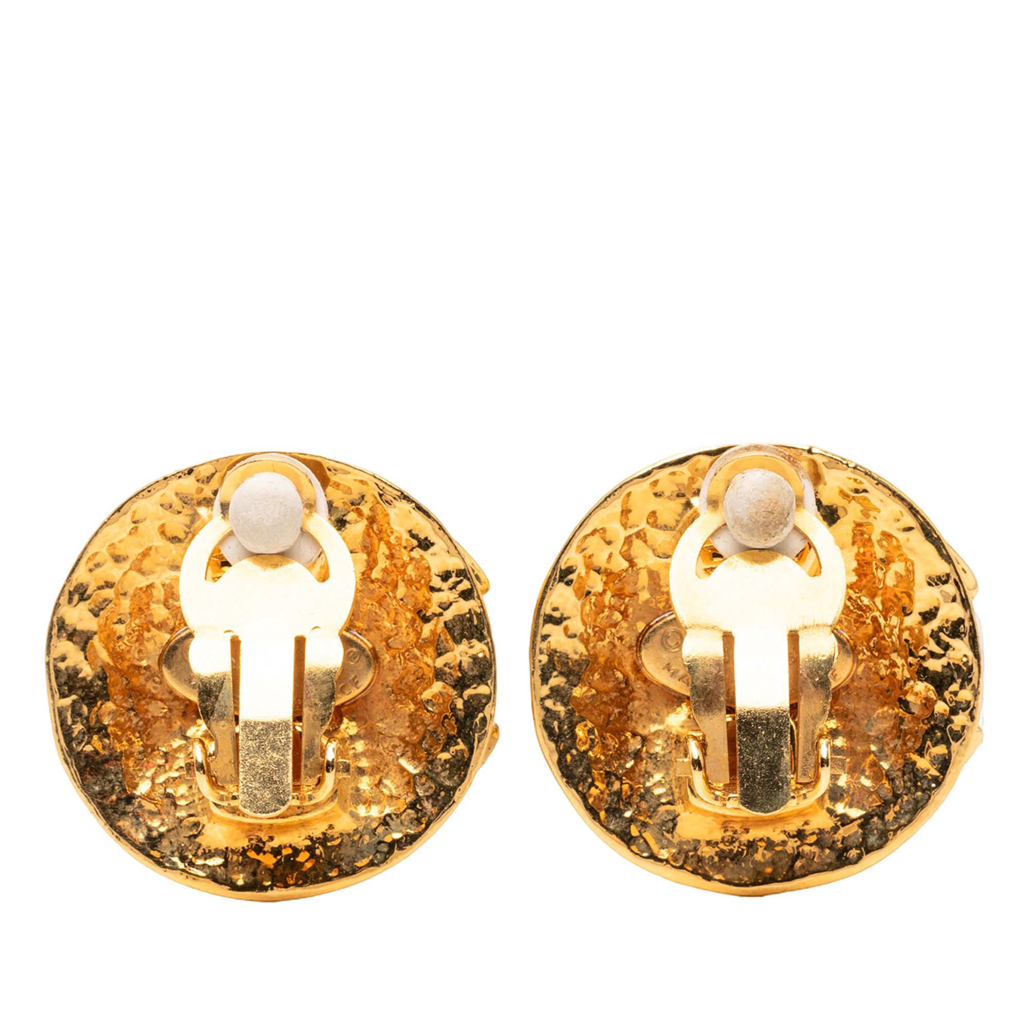 Chanel Chanel Gold Plated CC Round Clip on Earrings Size ONE SIZE - 2 Thumbnail