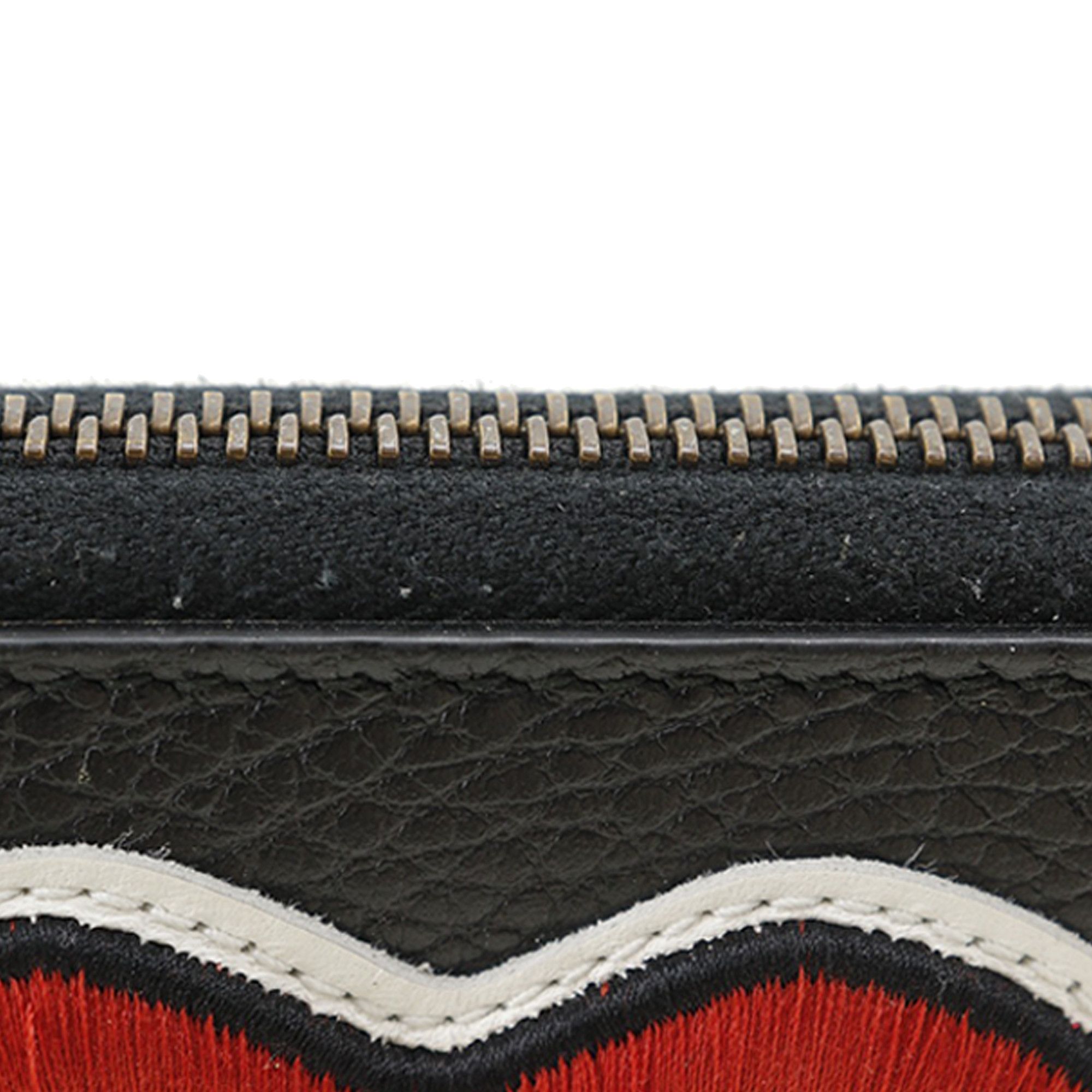 Gucci Gucci GG Marmont Pebbled Calfskin Embroidered Blind For Love Zip Around Wallet Size ONE SIZE - 10 Thumbnail