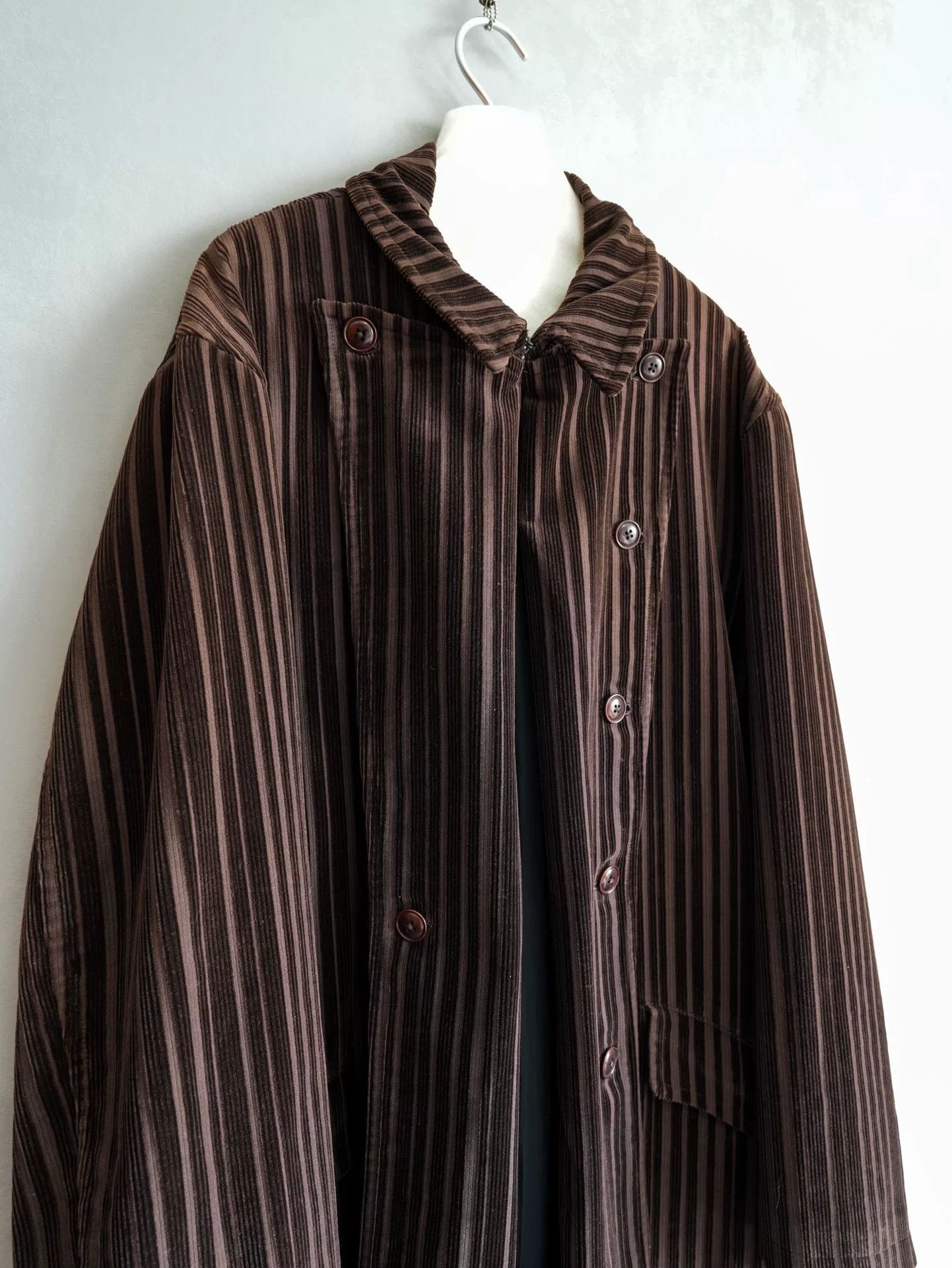 Yohji Yamamoto Yohji Yamamoto Striped Corduroy Coat Size US L / EU 52-54 / 3 - 5 Thumbnail