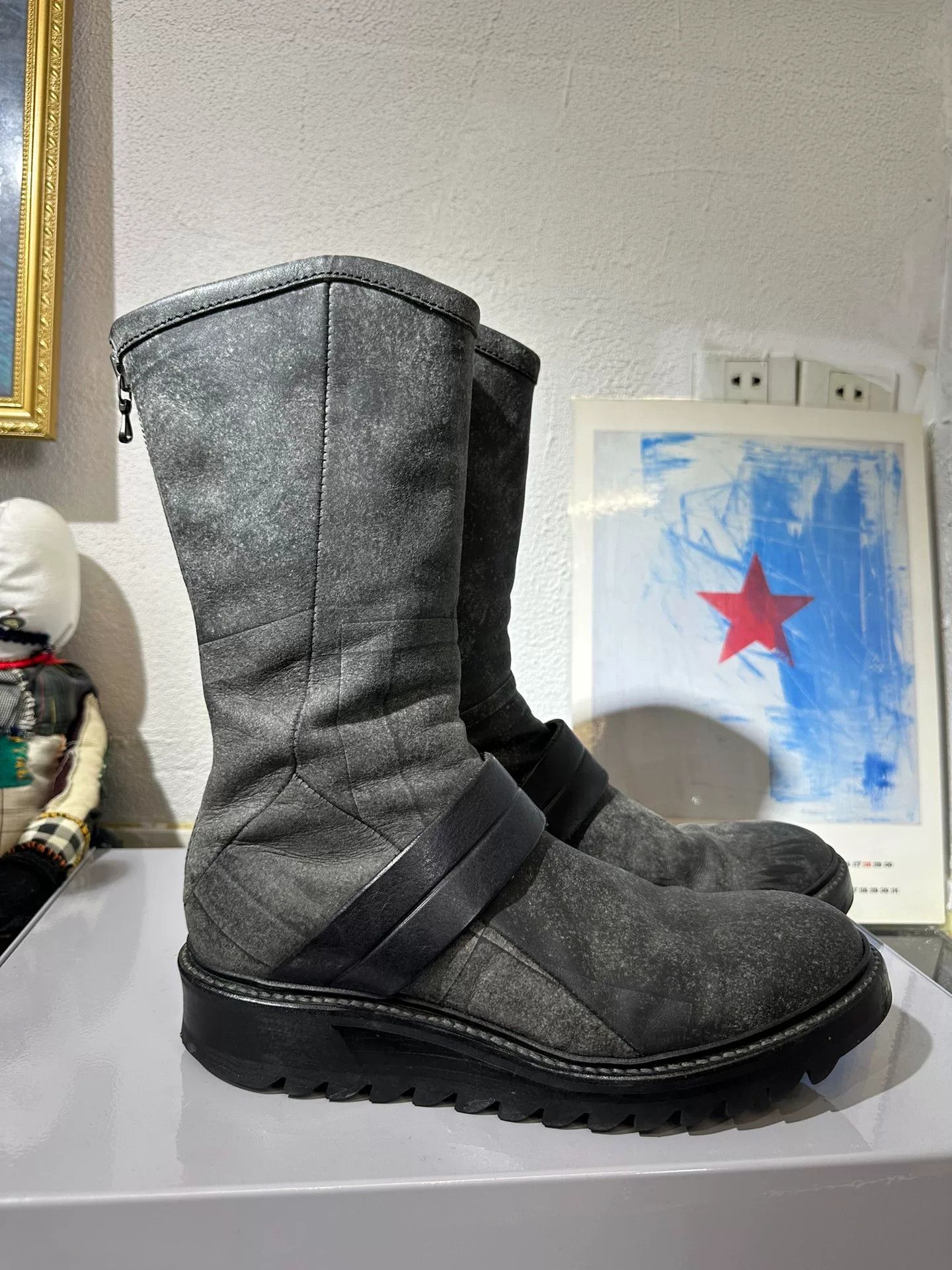 Rick Owens Julius 7 Suede High-Top Engineer Boots Size US 7 / EU 40 - 2 Thumbnail