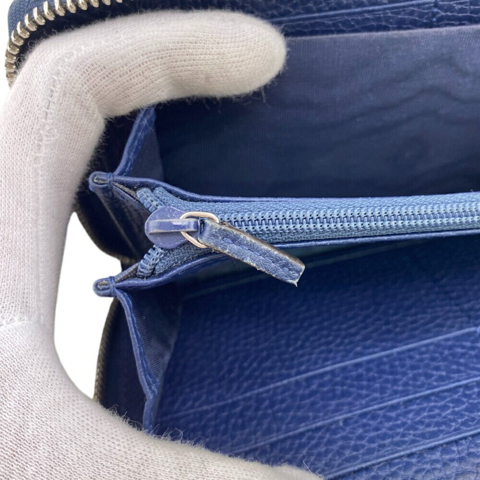 Gucci GUCCI 739484 Round Zip Wallet Jumbo GG Long Navy Unisex Size ONE SIZE - 10 Thumbnail