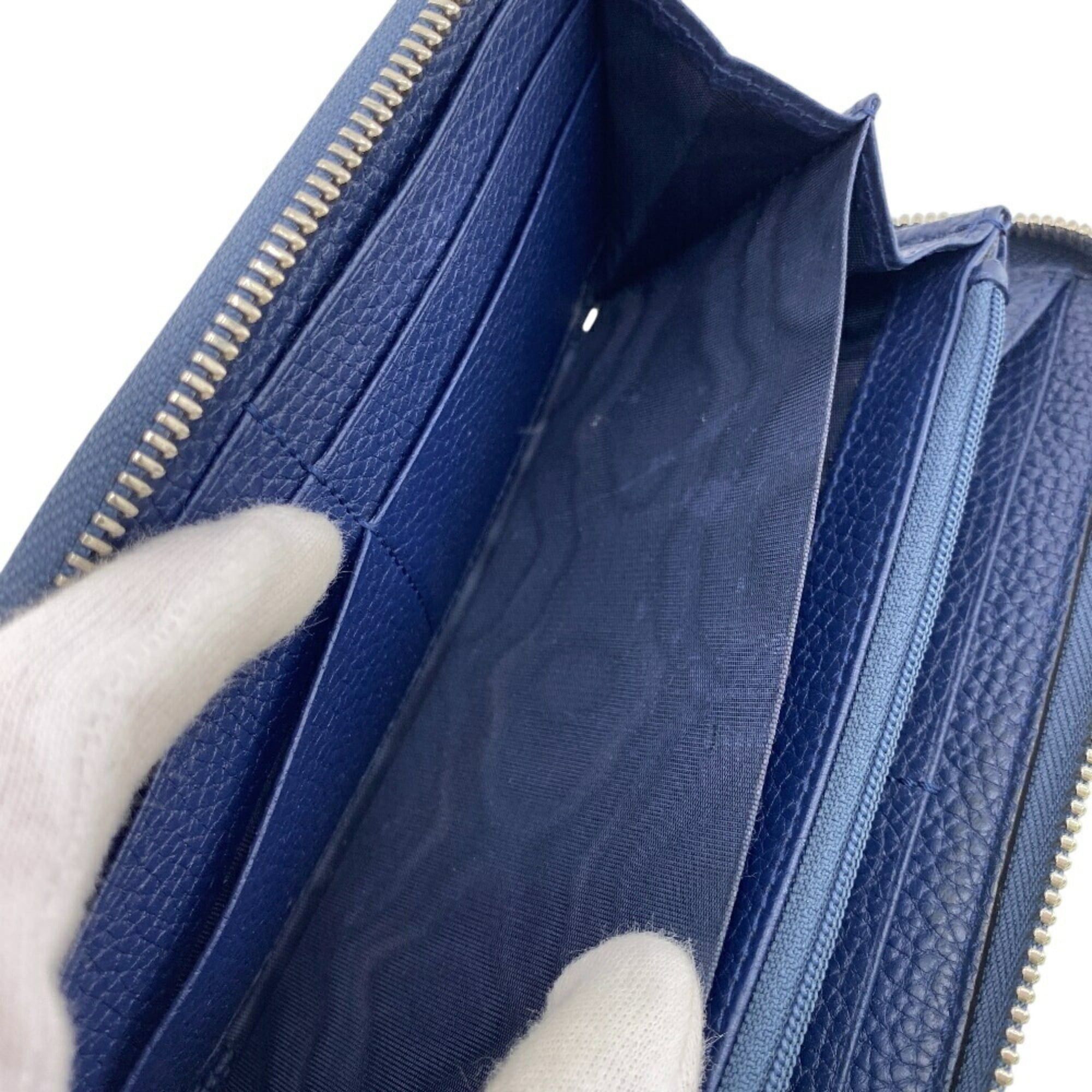 Gucci GUCCI 739484 Round Zip Wallet Jumbo GG Long Navy Unisex Size ONE SIZE - 8 Thumbnail