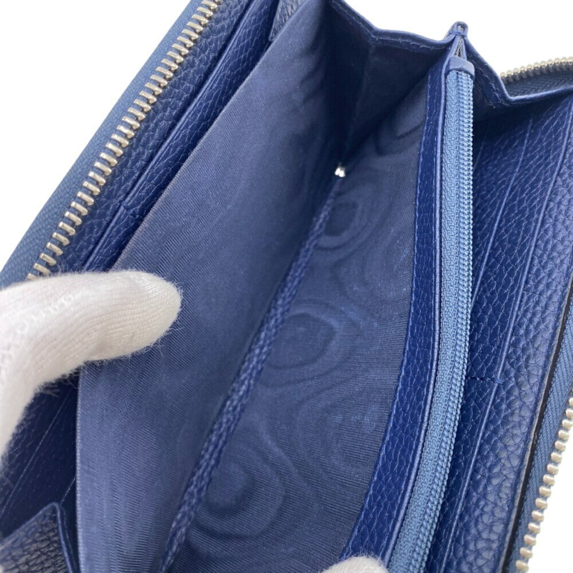 Gucci GUCCI 739484 Round Zip Wallet Jumbo GG Long Navy Unisex Size ONE SIZE - 9 Thumbnail