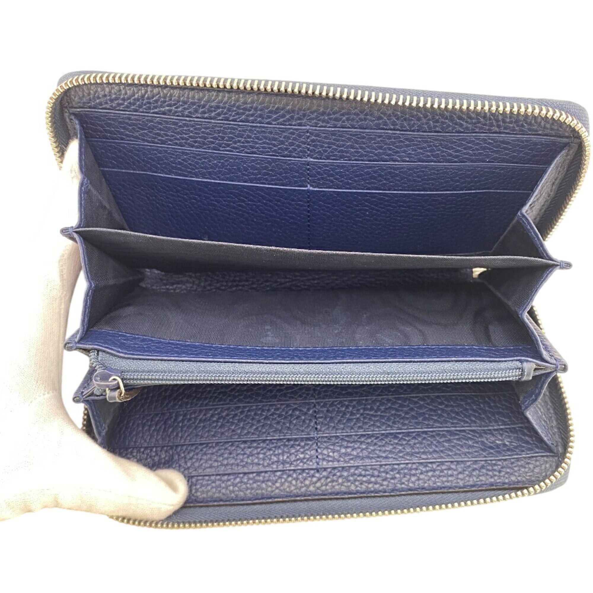 Gucci GUCCI 739484 Round Zip Wallet Jumbo GG Long Navy Unisex Size ONE SIZE - 7 Thumbnail