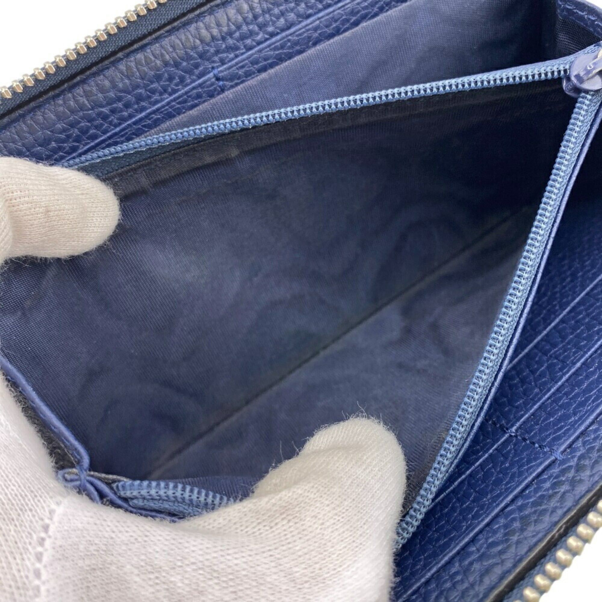 Gucci GUCCI 739484 Round Zip Wallet Jumbo GG Long Navy Unisex Size ONE SIZE - 11 Thumbnail