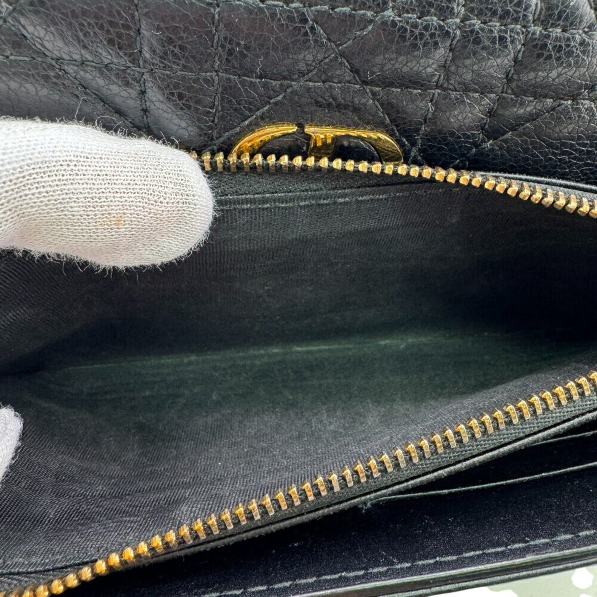 Dior Christian Dior Dior Lady Cannage Long Wallet, Black, Women's Size ONE SIZE - 11 Thumbnail