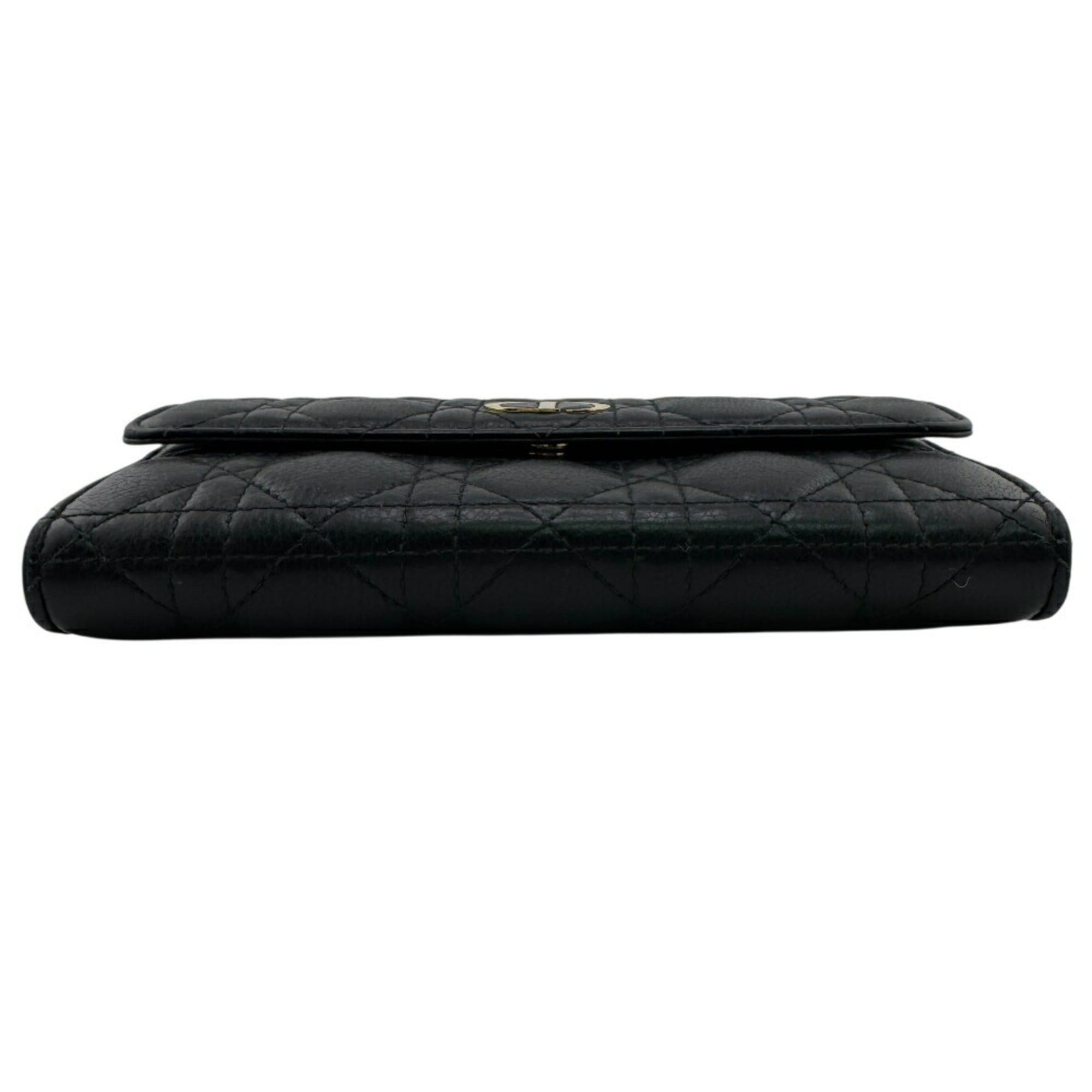 Dior Christian Dior Dior Lady Cannage Long Wallet, Black, Women's Size ONE SIZE - 7 Thumbnail