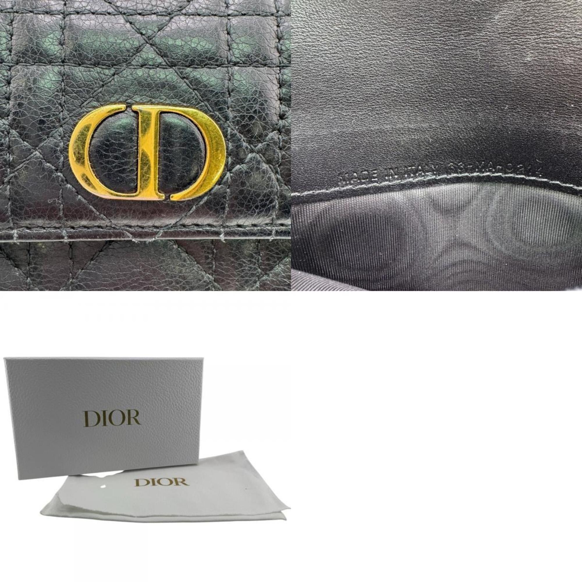 Dior Christian Dior Dior Lady Cannage Long Wallet, Black, Women's Size ONE SIZE - 16 Thumbnail