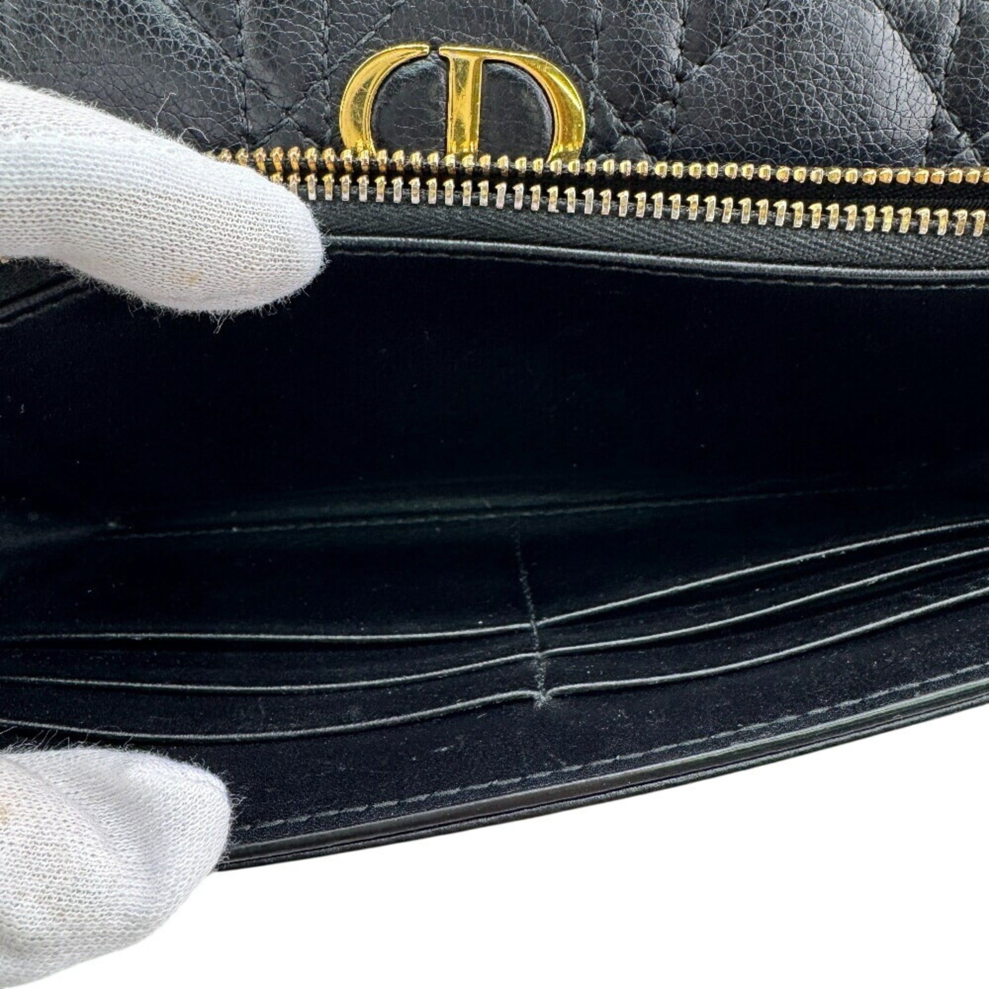 Dior Christian Dior Dior Lady Cannage Long Wallet, Black, Women's Size ONE SIZE - 12 Thumbnail
