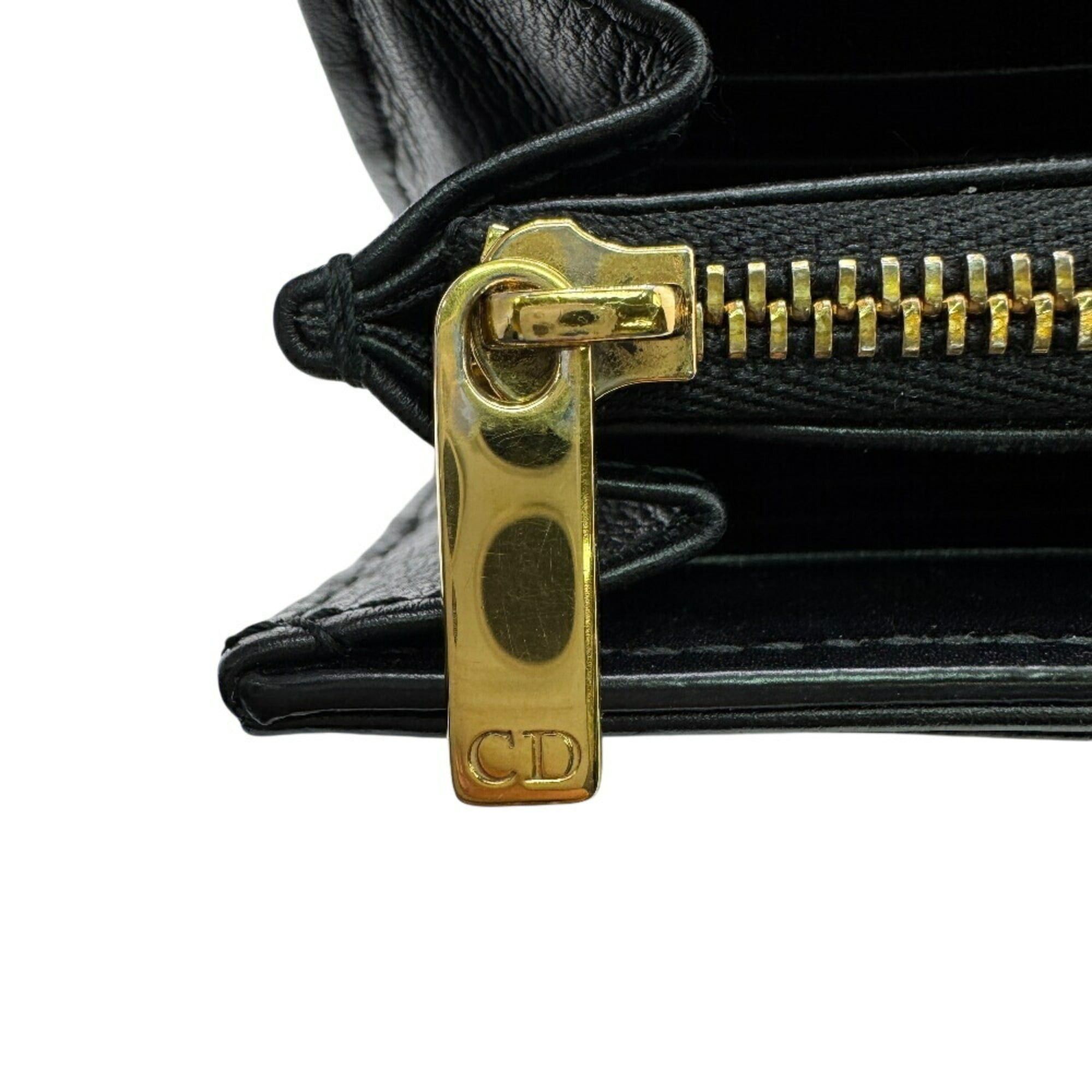 Dior Christian Dior Dior Lady Cannage Long Wallet, Black, Women's Size ONE SIZE - 14 Thumbnail