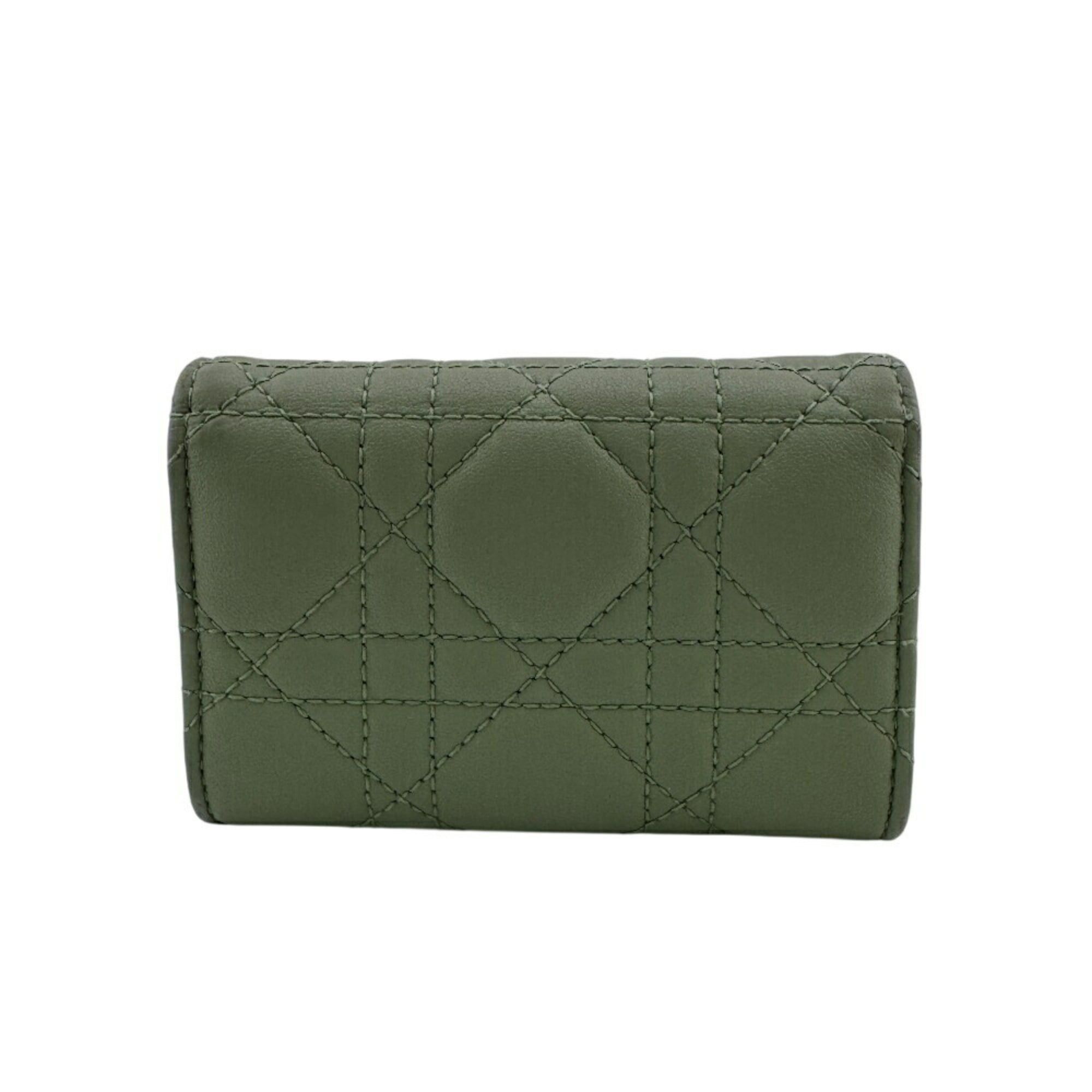 Dior Christian Dior Dior Glycine Wallet, Lady Cannage Bifold Green, Women's Size ONE SIZE - 2 Thumbnail