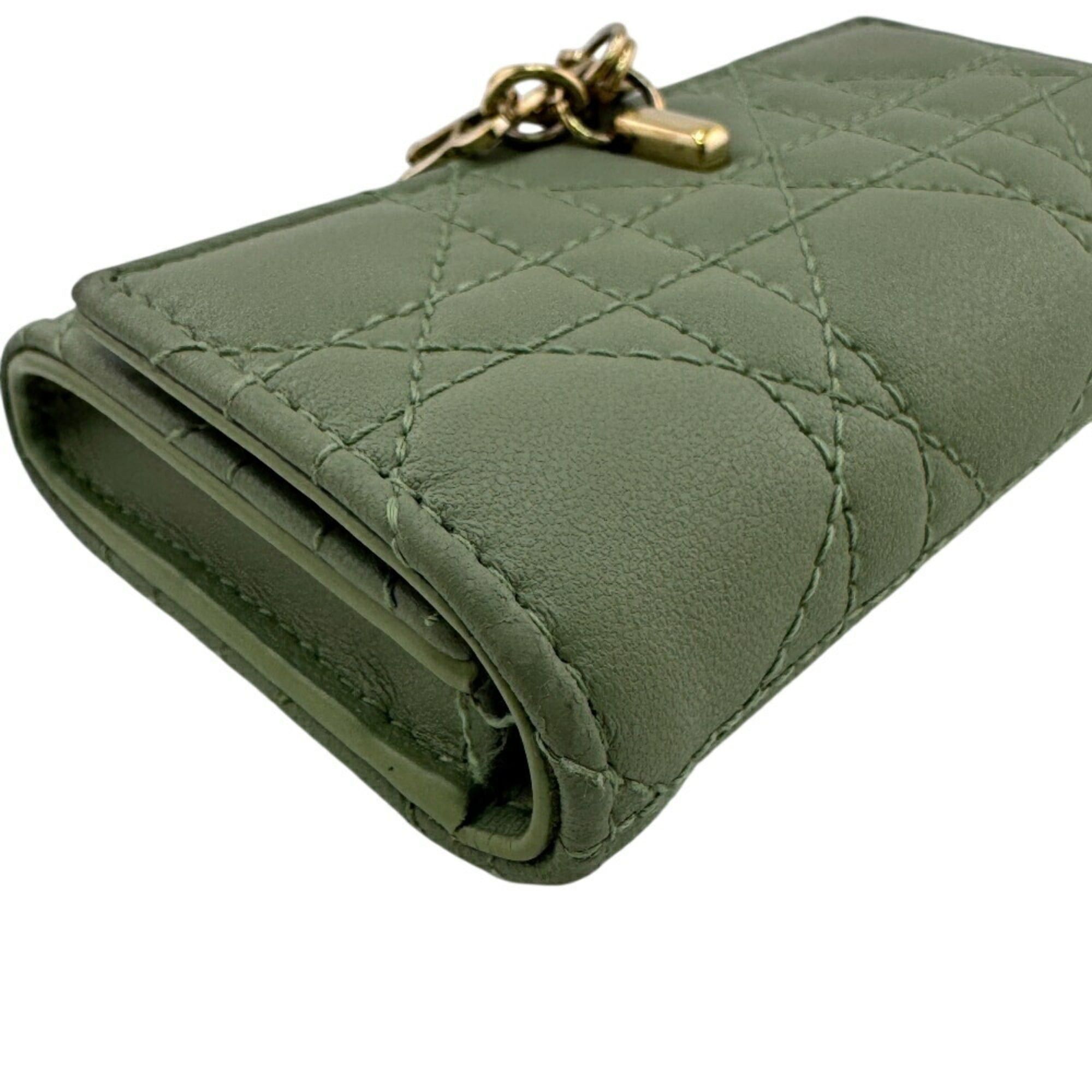 Dior Christian Dior Dior Glycine Wallet, Lady Cannage Bifold Green, Women's Size ONE SIZE - 3 Thumbnail