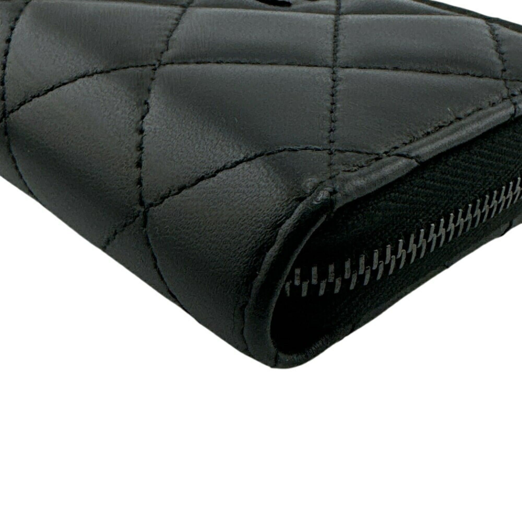 Chanel CHANEL Round Coin Purse, Matelasse, Black, Women's Size ONE SIZE - 4 Thumbnail