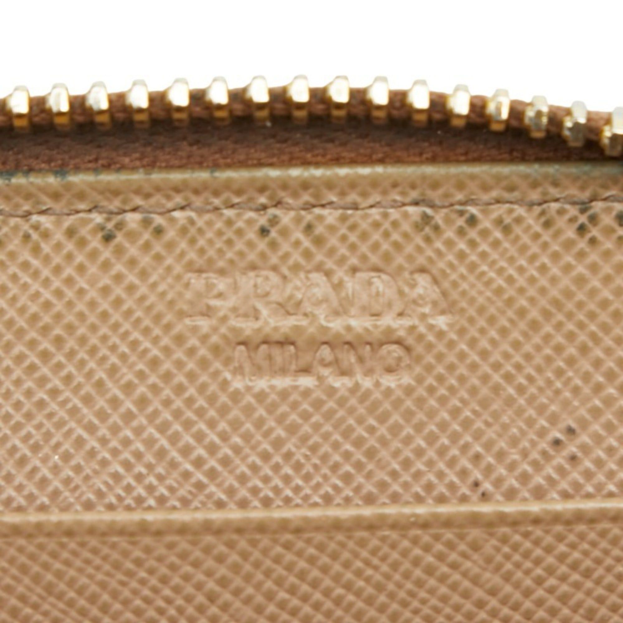 Prada Prada Triangle Logo Plate Wallet/Coin Case, Business Card Case/Card Coin Purse 1M0268, Beige Saffiano Leather, Women's, PRADA Size ONE SIZE - 7 Thumbnail
