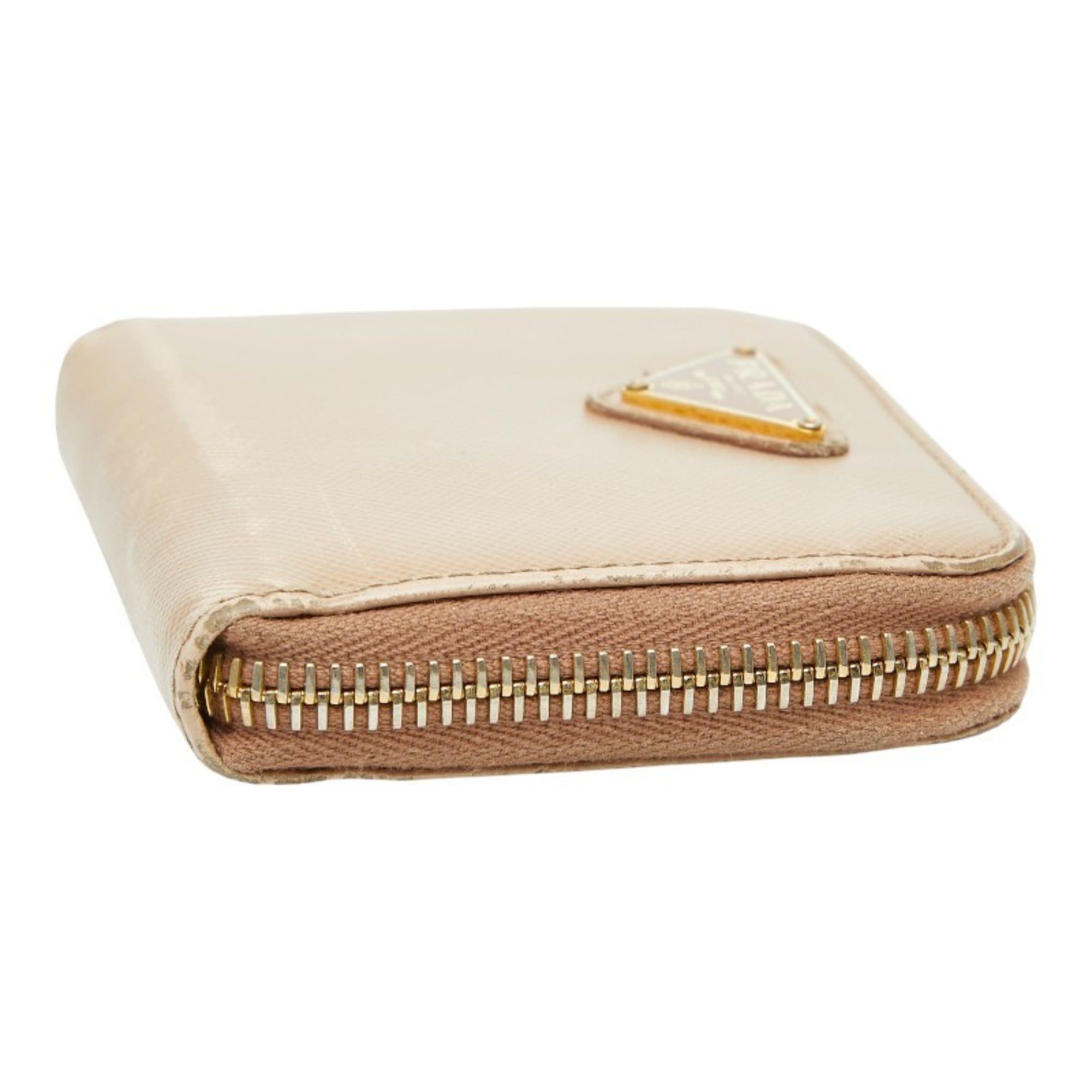 Prada Prada Triangle Logo Plate Wallet/Coin Case, Business Card Case/Card Coin Purse 1M0268, Beige Saffiano Leather, Women's, PRADA Size ONE SIZE - 4 Thumbnail