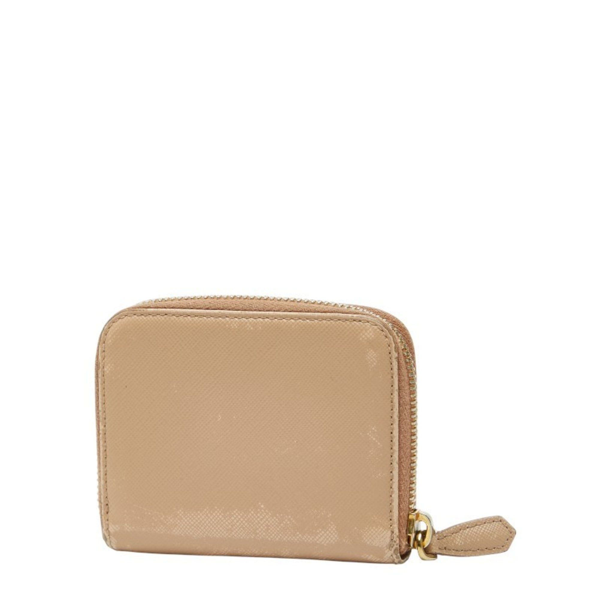 Prada Prada Triangle Logo Plate Wallet/Coin Case, Business Card Case/Card Coin Purse 1M0268, Beige Saffiano Leather, Women's, PRADA Size ONE SIZE - 2 Thumbnail