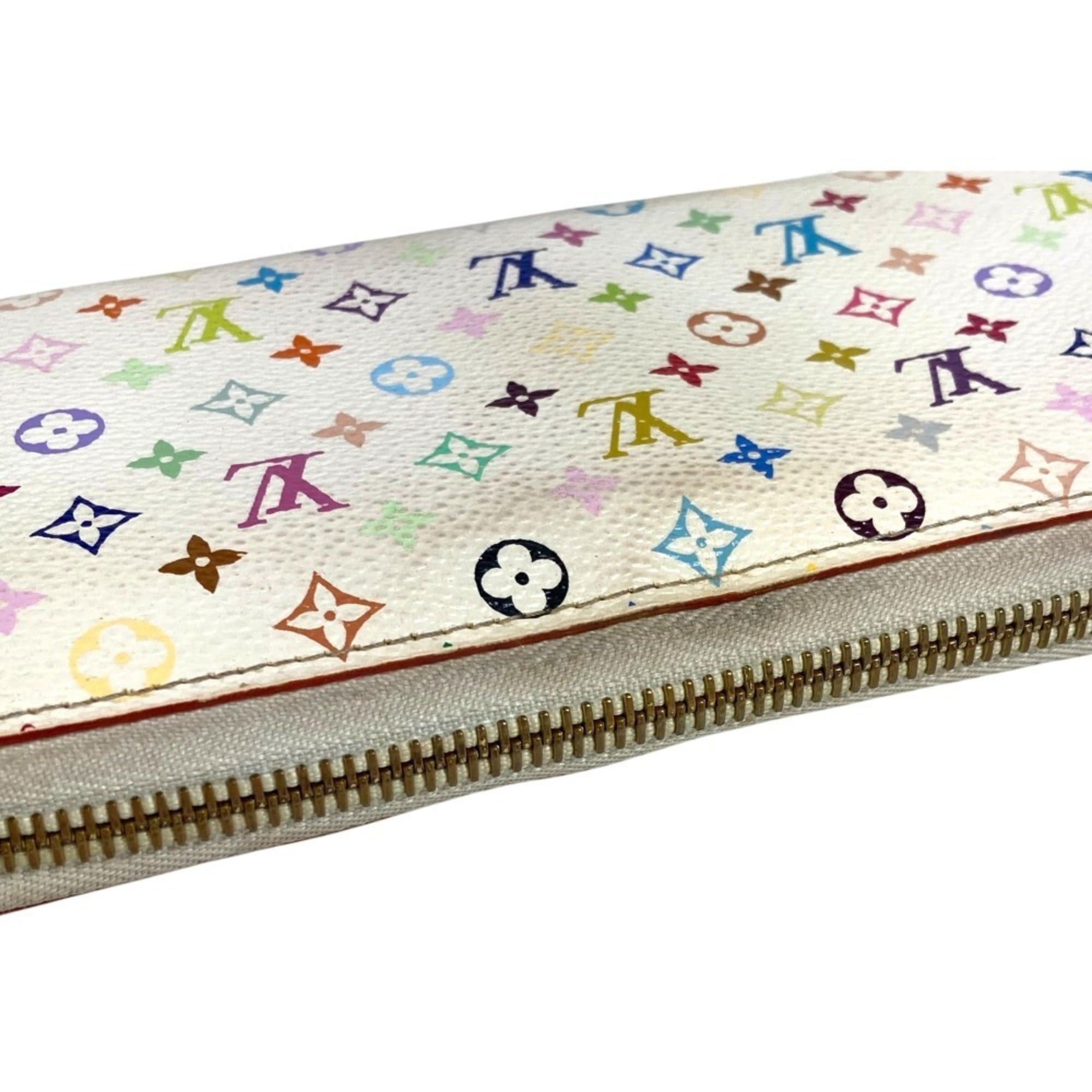 Louis Vuitton LOUIS VUITTON M60241 Monogram Multicolore Zippy Wallet, Canvas, Women's, White Size ONE SIZE - 4 Thumbnail