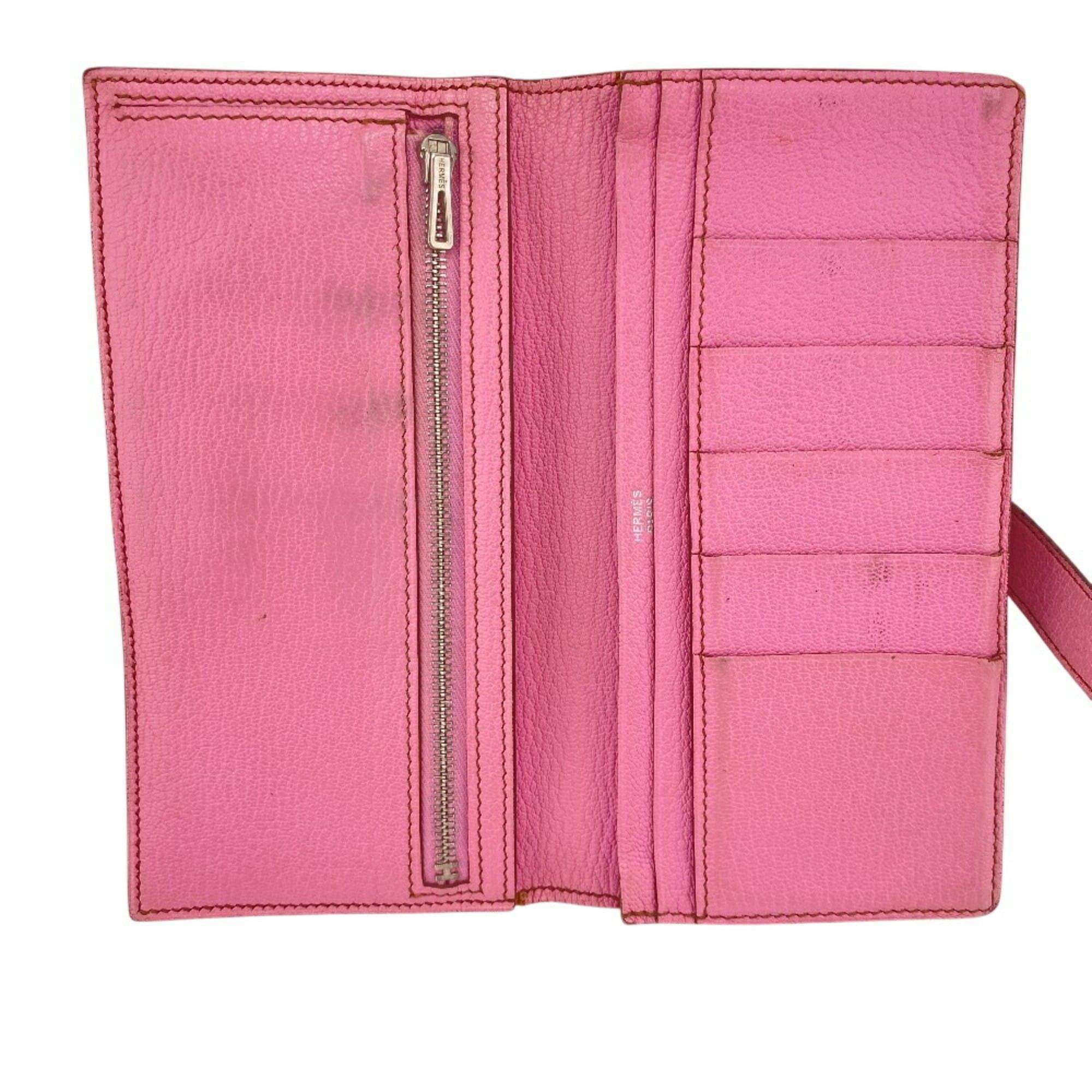 Hermes HERMES Bearn Soufflet Long Wallet, Bifold, Pink, Women's Size ONE SIZE - 8 Thumbnail