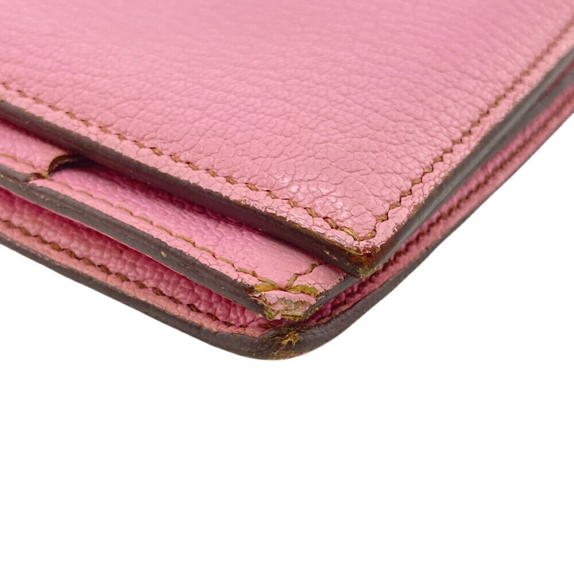 Hermes HERMES Bearn Soufflet Long Wallet, Bifold, Pink, Women's Size ONE SIZE - 5 Thumbnail