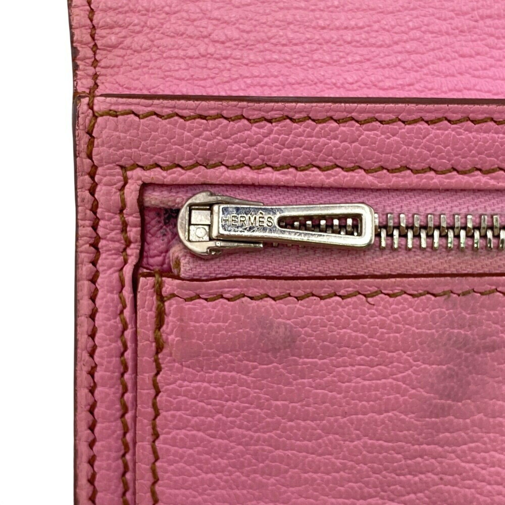 Hermes HERMES Bearn Soufflet Long Wallet, Bifold, Pink, Women's Size ONE SIZE - 12 Thumbnail