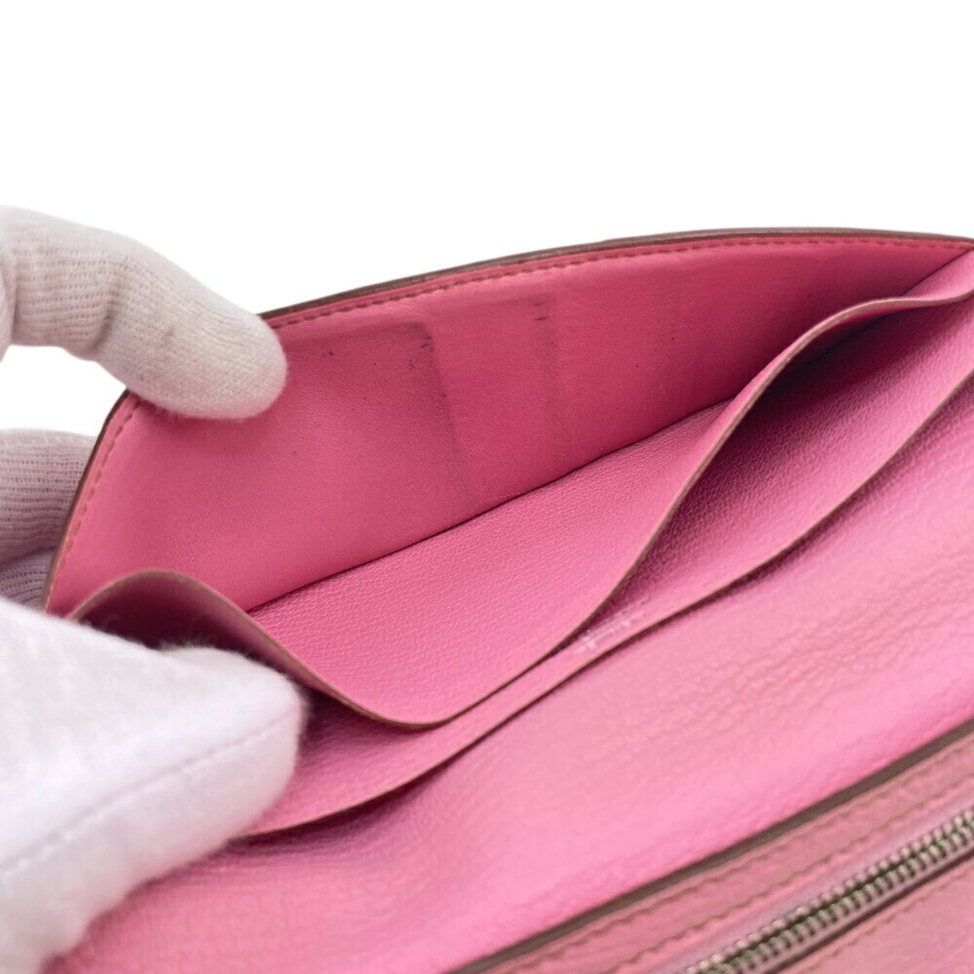 Hermes HERMES Bearn Soufflet Long Wallet, Bifold, Pink, Women's Size ONE SIZE - 9 Thumbnail