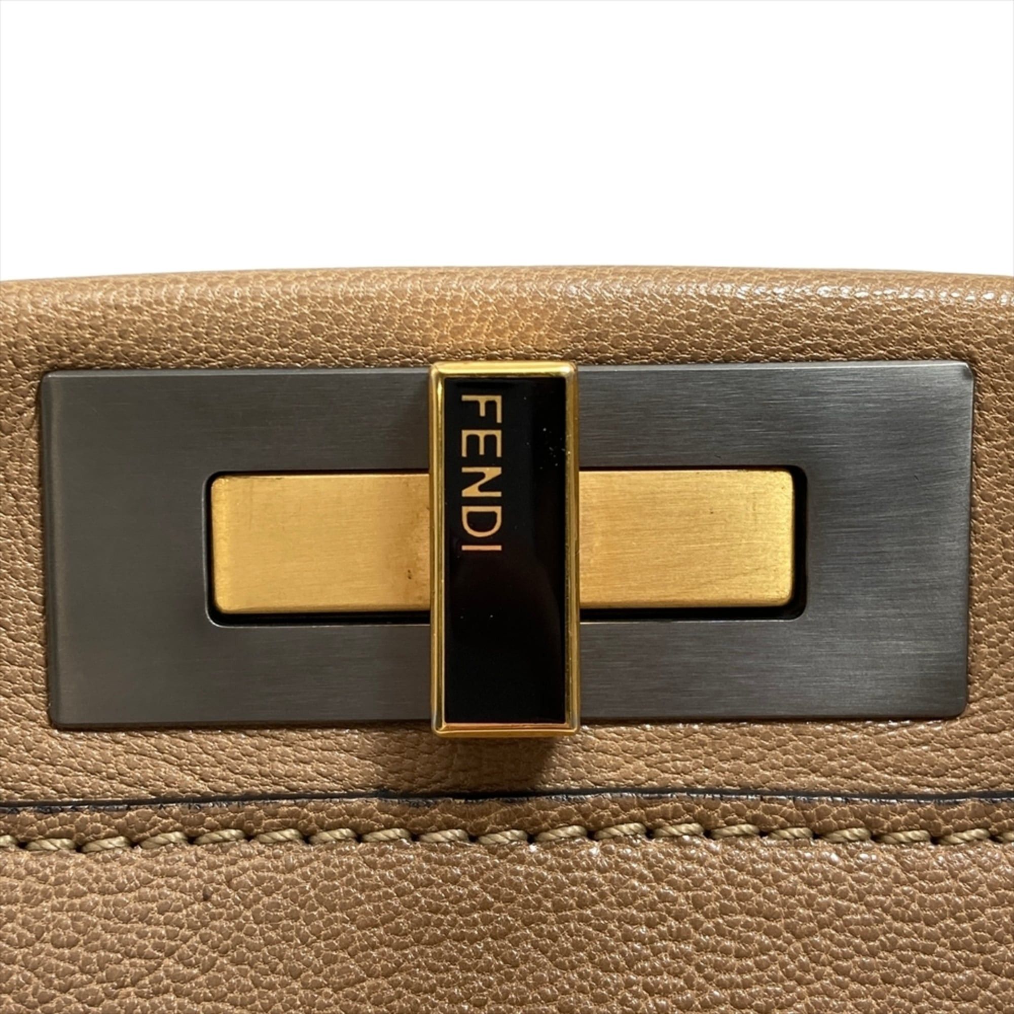 Fendi Fendi Peekaboo Medium Handbag, Leather, 2579-8BN211-BFQ 098, Camel, Gold, Silver Hardware, Brown, Women's Size ONE SIZE - 9 Thumbnail