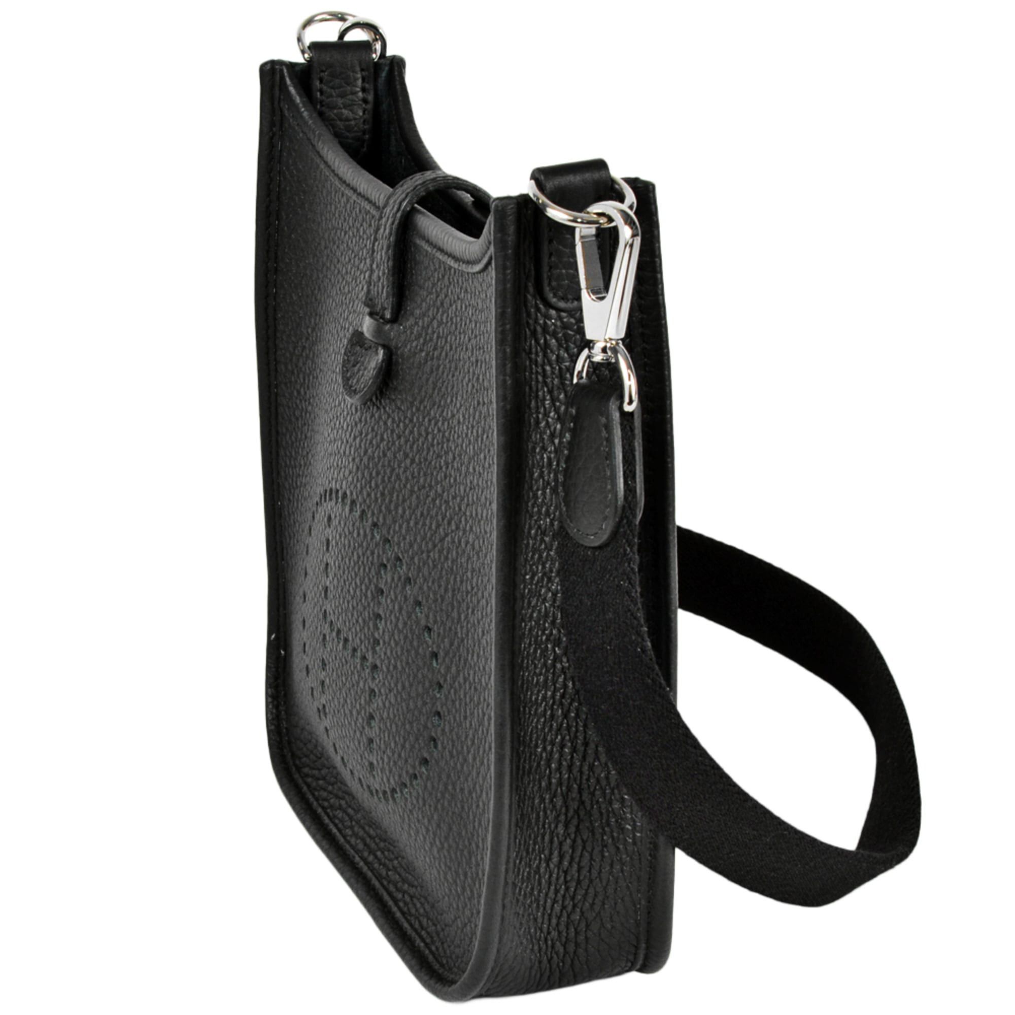 Hermes Hermès Evelyn TPM Shoulder Bag in Taurillon Clemence Leather with B Stamp and Black Silver Hardware