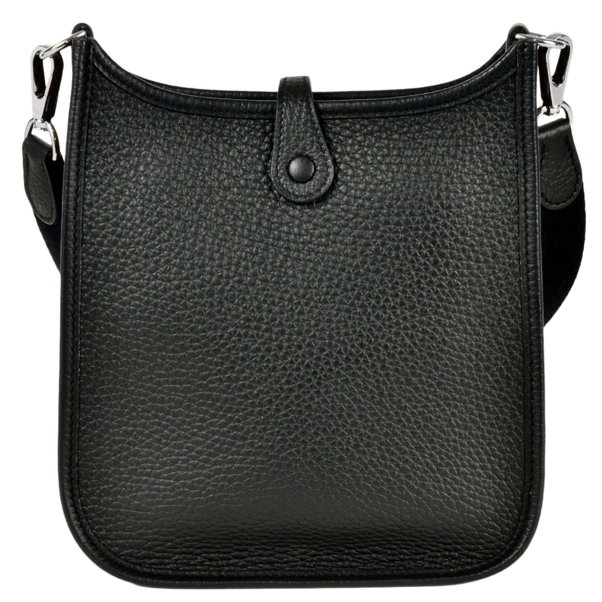 Hermes Hermès Evelyn TPM Shoulder Bag in Taurillon Clemence Leather with B Stamp and Black Silver Hardware