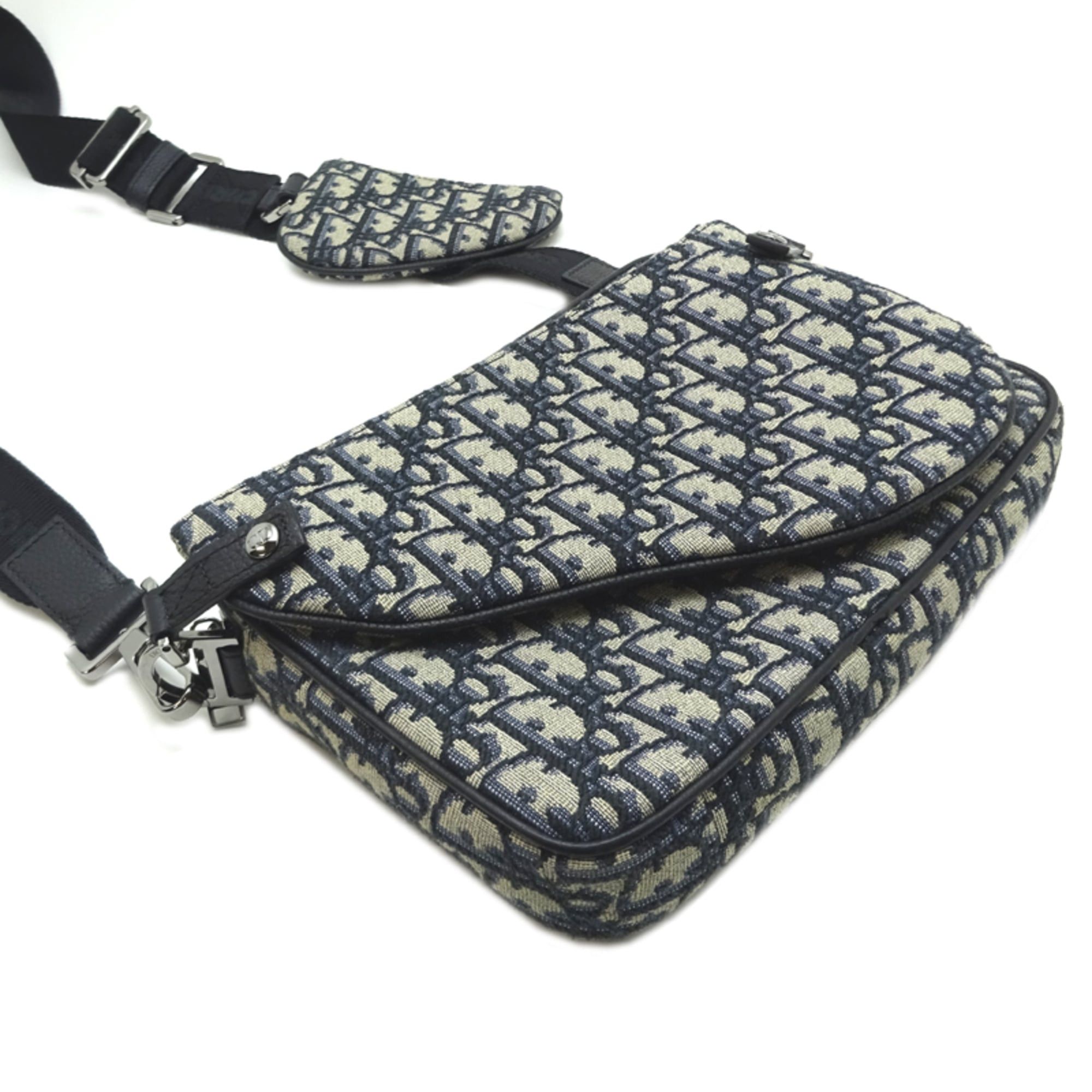 Dior Christian Dior Saddle 3-in-1 Shoulder Bag for Men and Women, 1ADP0276YKY-H27E, Jacquard, Navy Size ONE SIZE - 3 Thumbnail